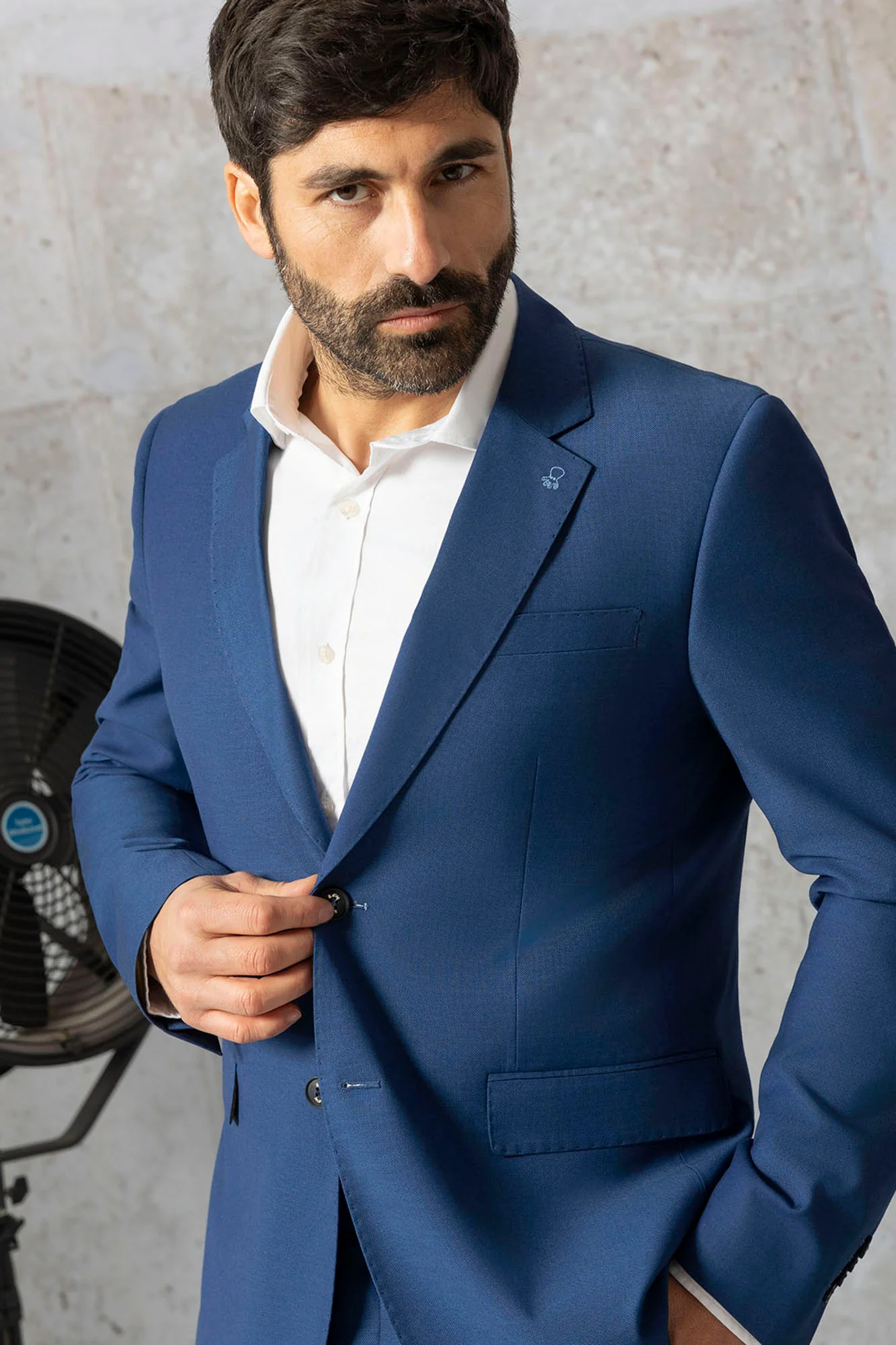 AMERICANA TRAJE MICRODIBUJO AZUL MARINO - Image 3
