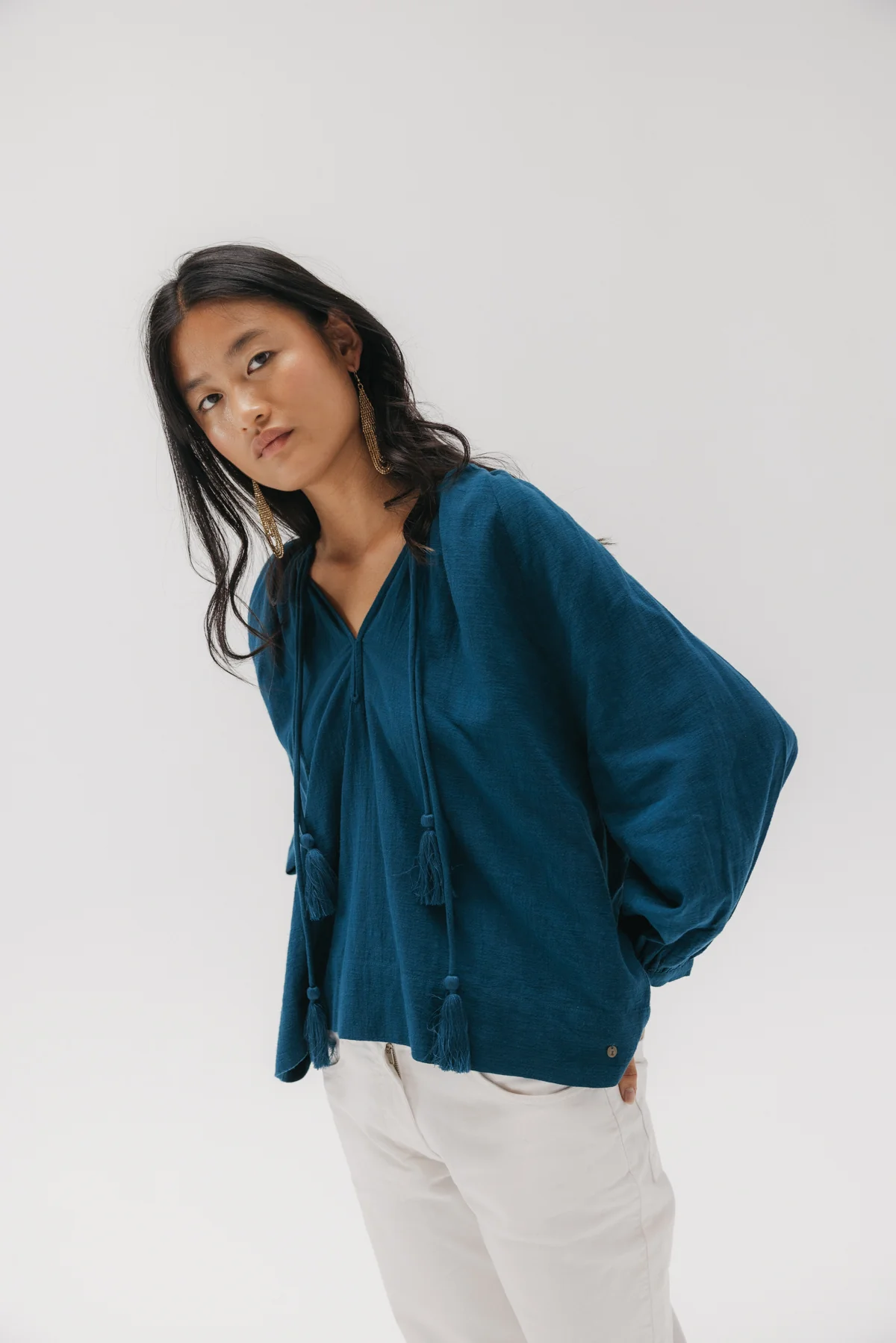 BLUSA TEEN DOBLE CORDÓN AZUL OXFORD - Image 2
