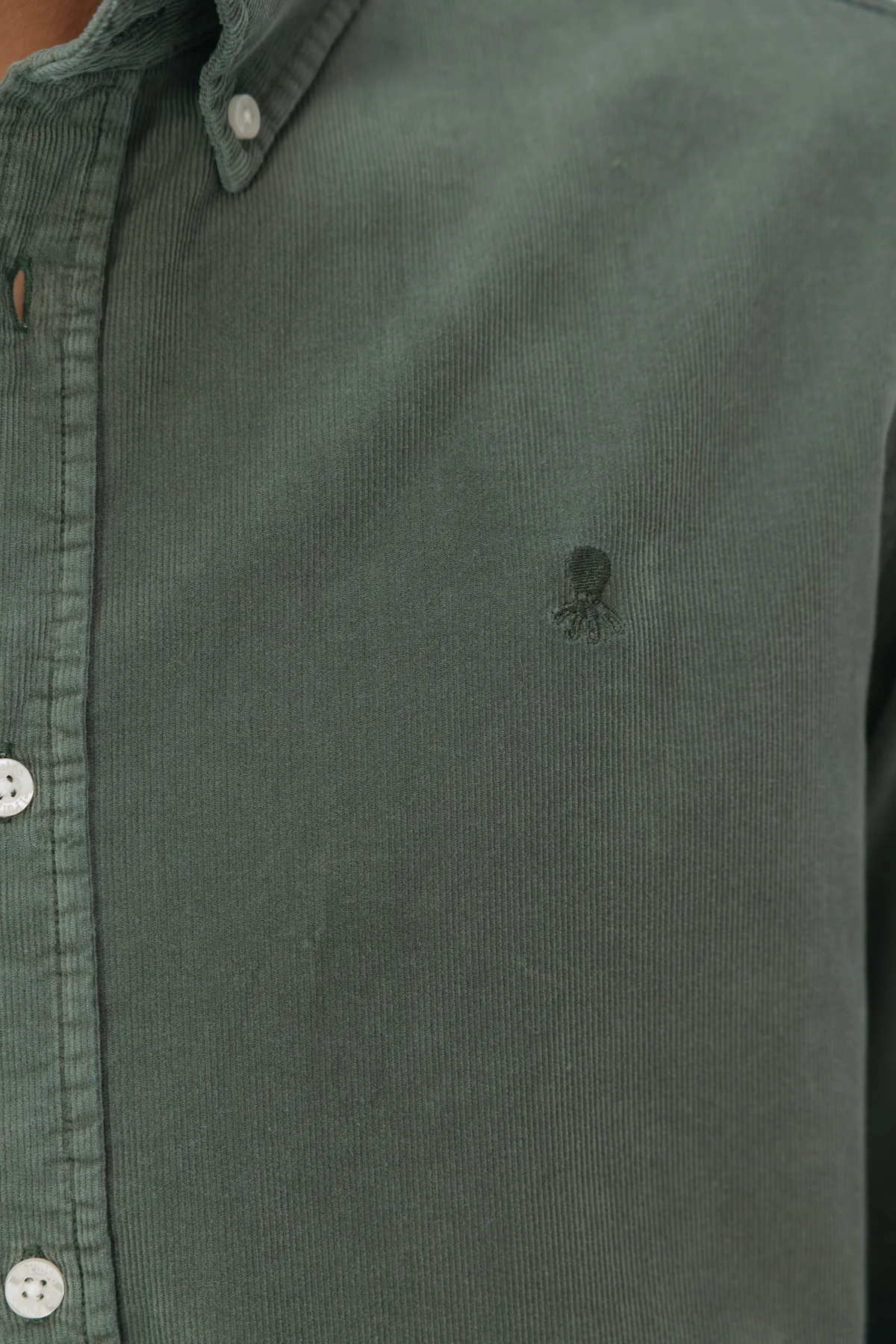 CAMISA CASUAL CORDUROY TINTADA VERDE KHAKI - Image 3