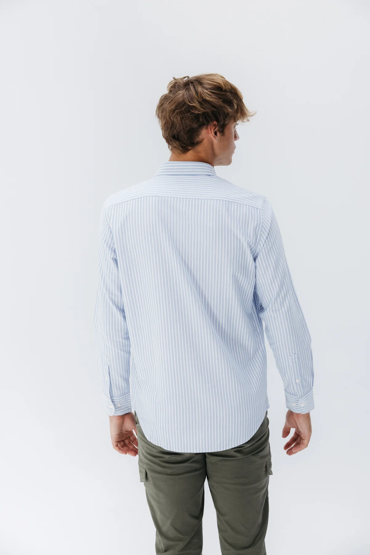 CAMISA CASUAL OXFORD RAYA ANCHA AZUL - Image 3