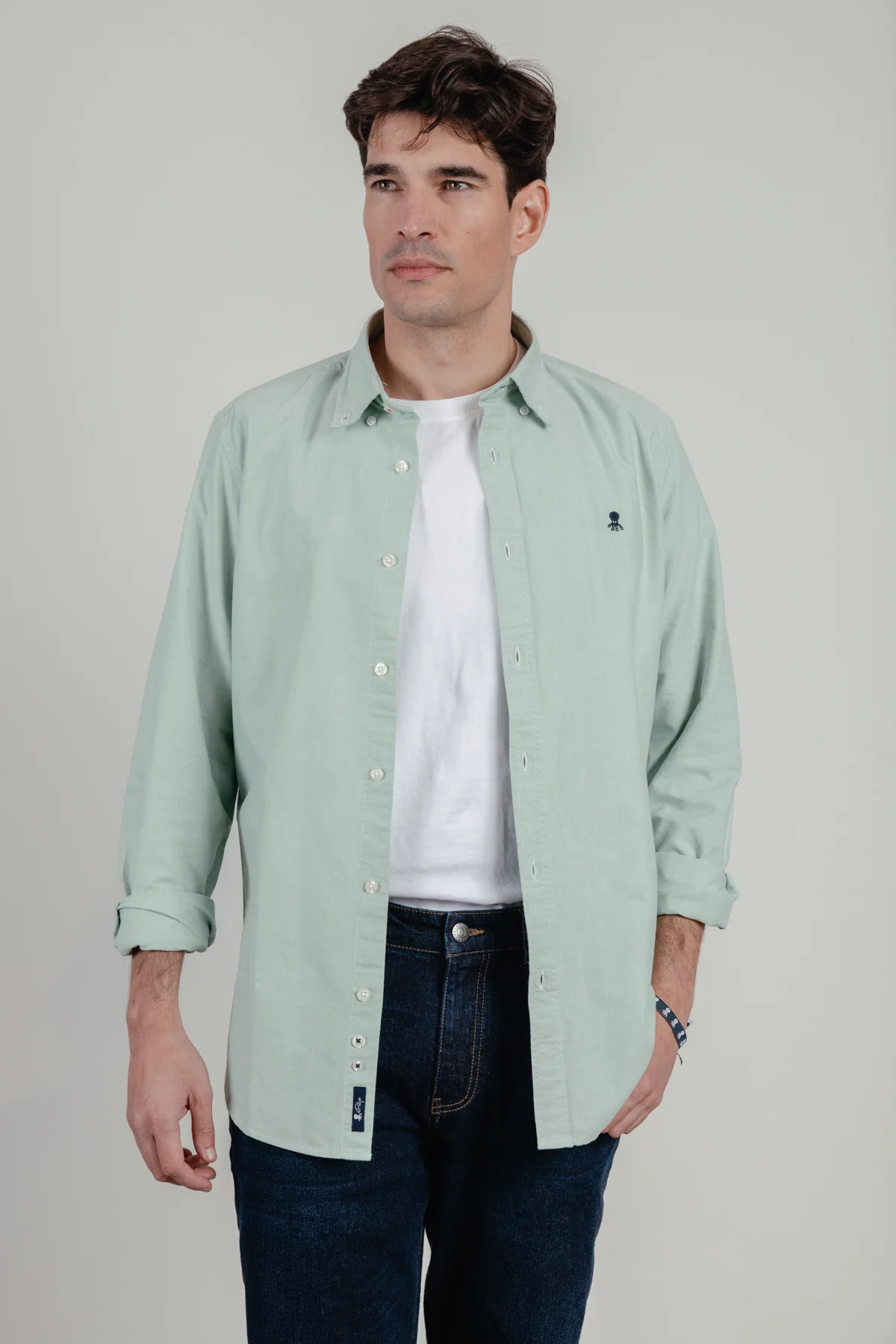 Camisa casual oxford verde campo - Image 3