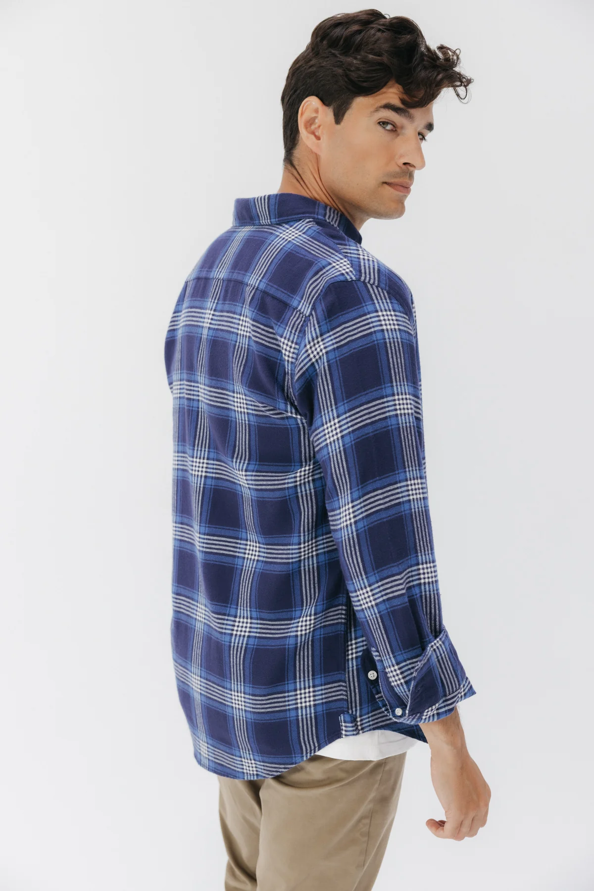 CAMISA CASUAL SARGA ESCOCÉS AZUL - Image 4