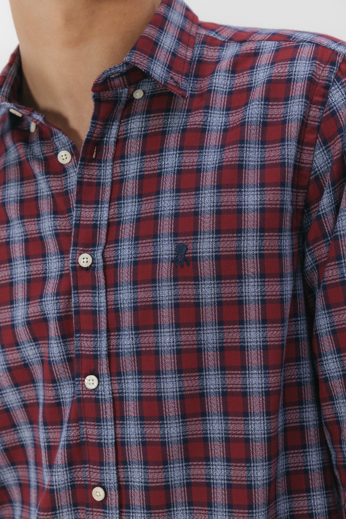 CAMISA CASUAL SARGA ESCOCÉS VERMELLÓN AZUL MARINO - Image 3