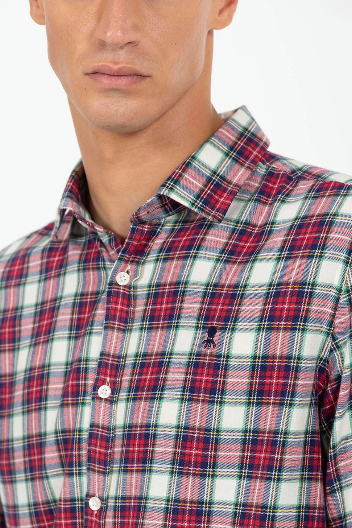 CAMISA CUADROS TRICOLOR TWILL ROJO - Image 3