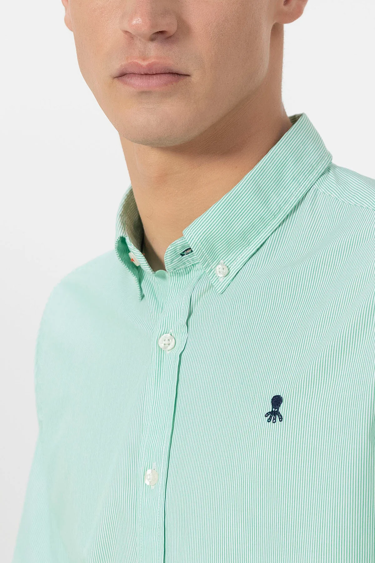CAMISA CUELLO BOTÓN POPELIN MILRAYAS VERDE - Image 8