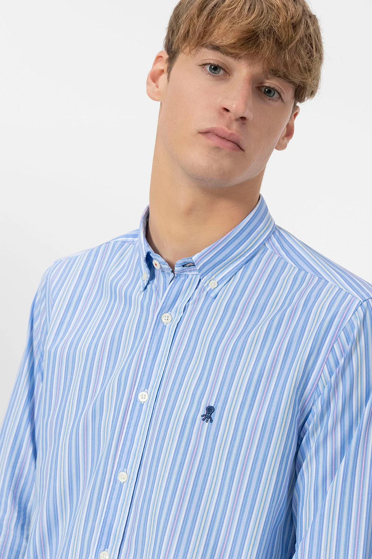CAMISA CUELLO BOTÓN POPELI?N RAYAS AZUL MULTICOLOR - Image 5