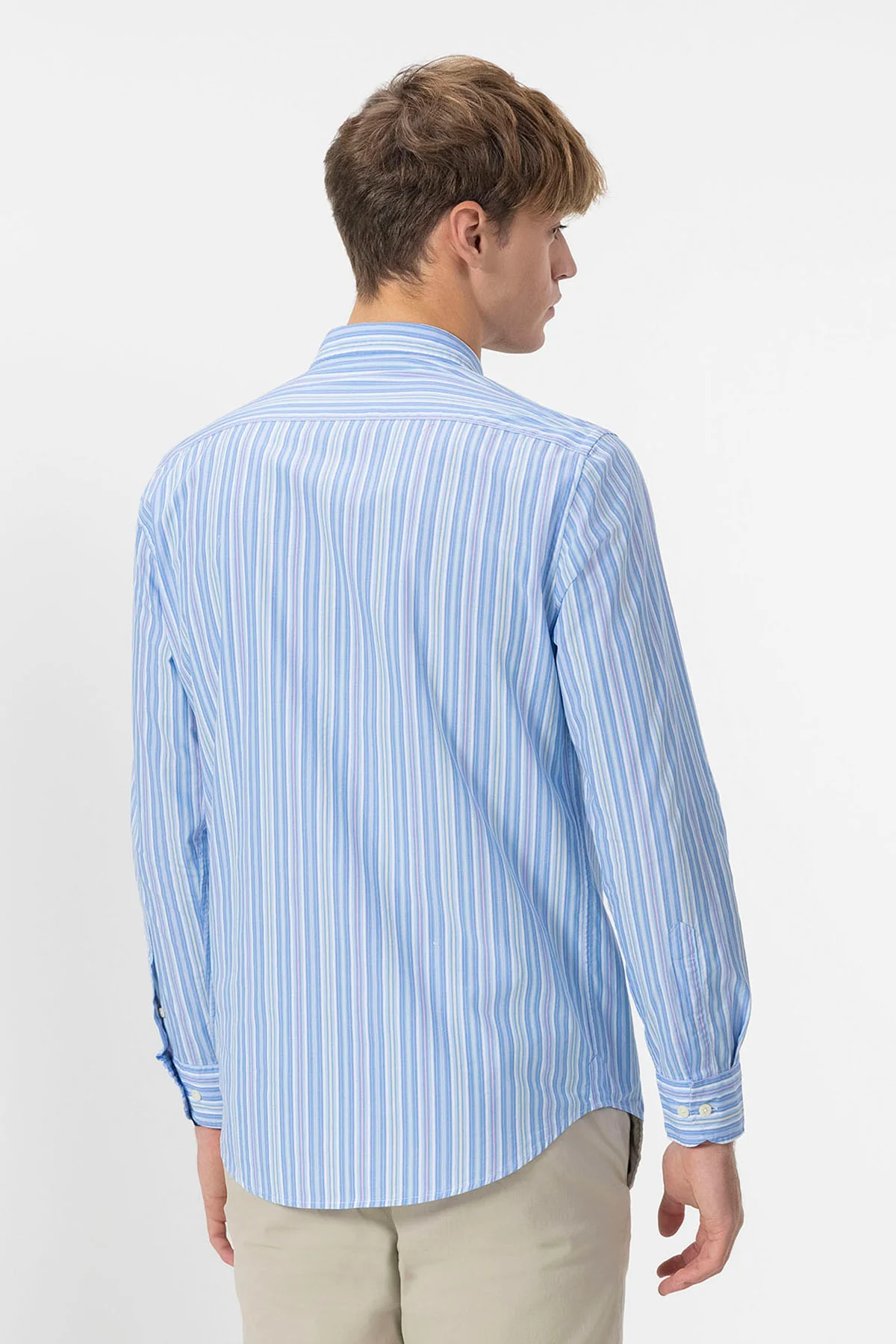 CAMISA CUELLO BOTÓN POPELI?N RAYAS AZUL MULTICOLOR - Image 6