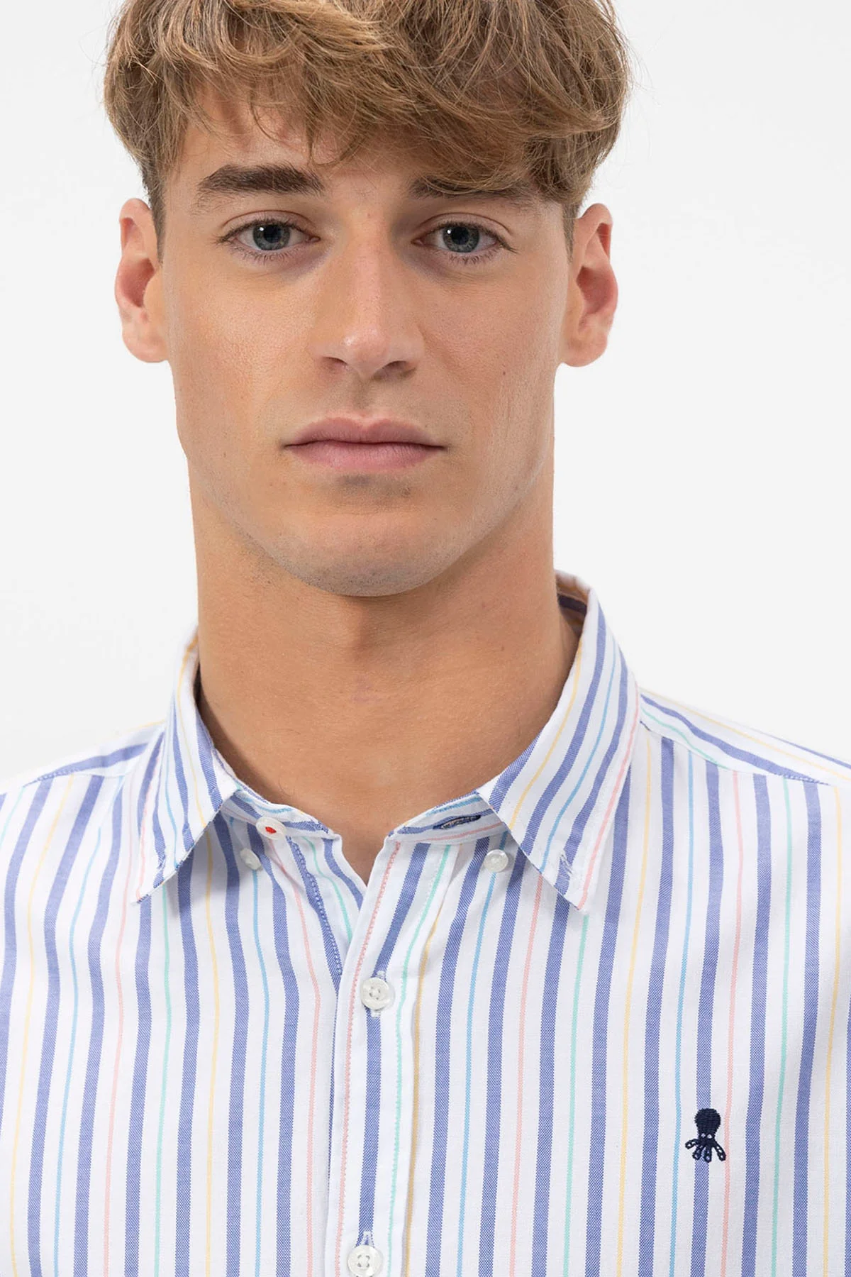 CAMISA CUELLO BOTÓN POPELI?N RAYAS COMBINADAS MULTICOLOR - Image 3