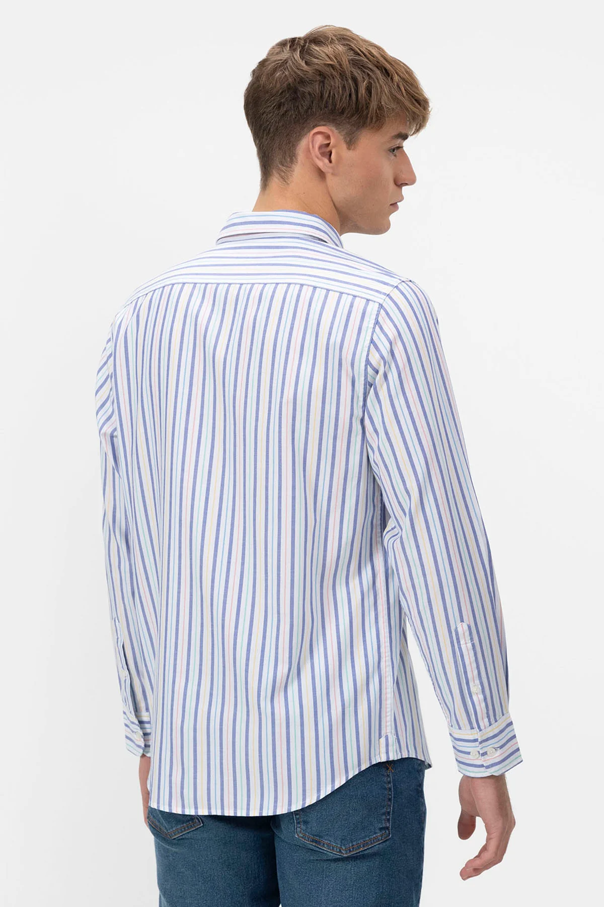 CAMISA CUELLO BOTÓN POPELI?N RAYAS COMBINADAS MULTICOLOR - Image 4