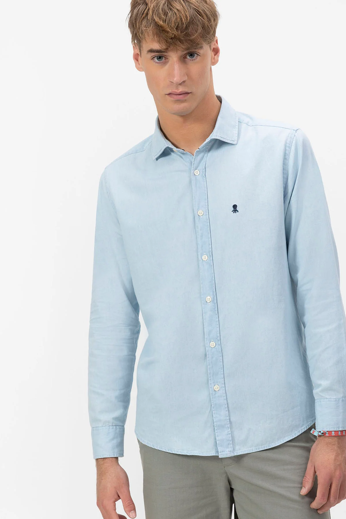 CAMISA CUELLO ITALIANO DENIM ÍNDIGO BLEACH - Image 3
