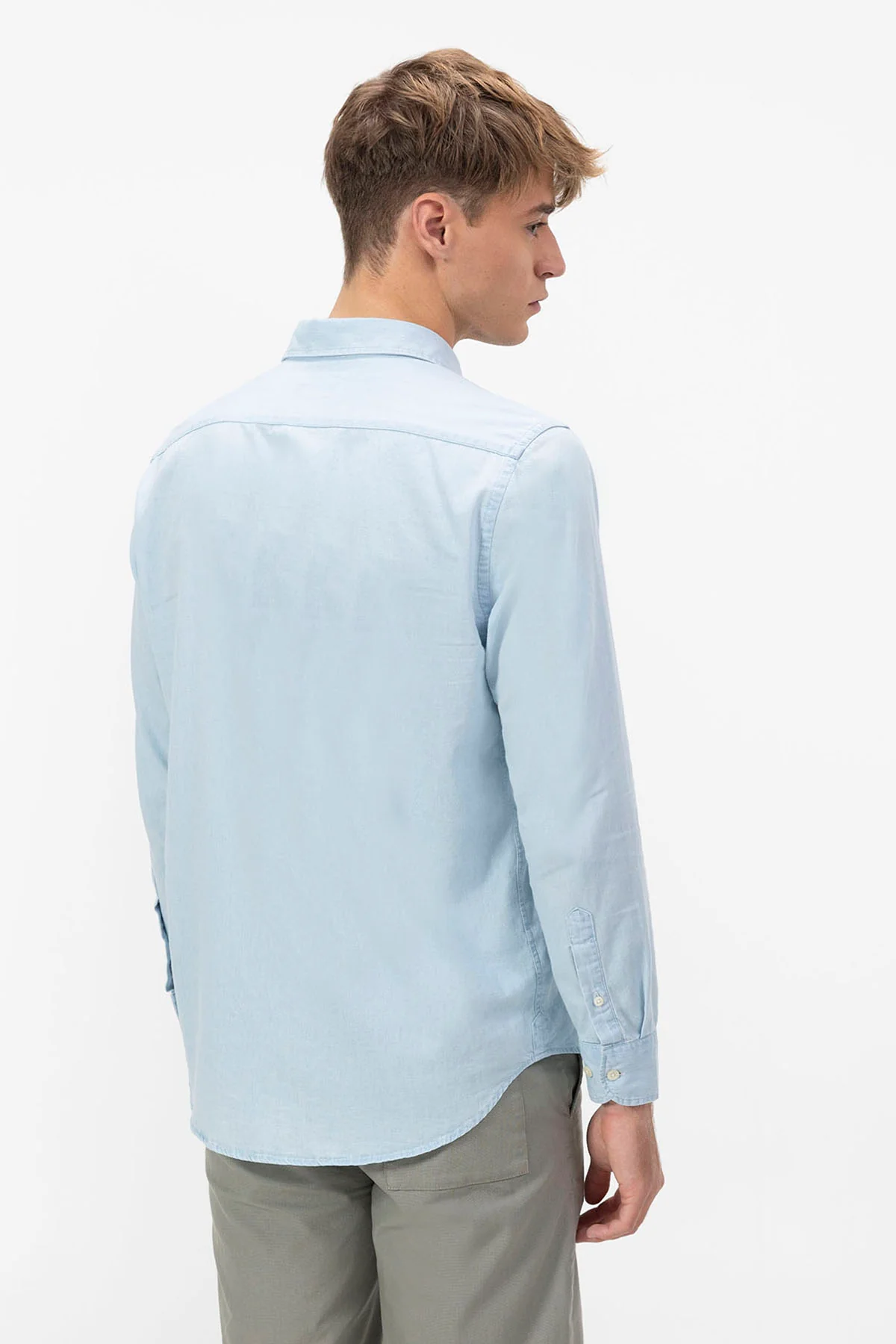 CAMISA CUELLO ITALIANO DENIM ÍNDIGO BLEACH - Image 6