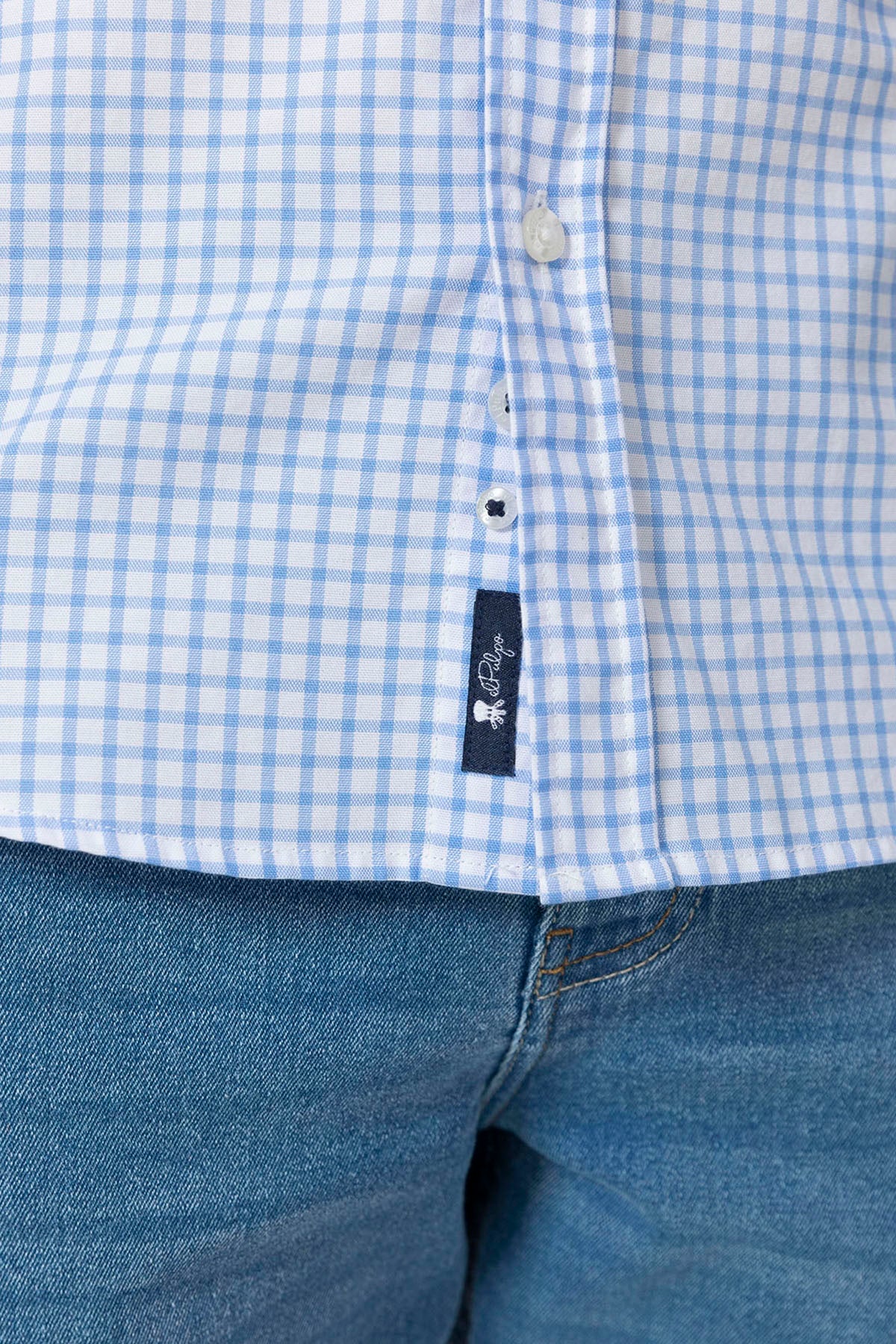CAMISA CUELLO ITALIANO OXFORD VICHY AZUL - Image 6
