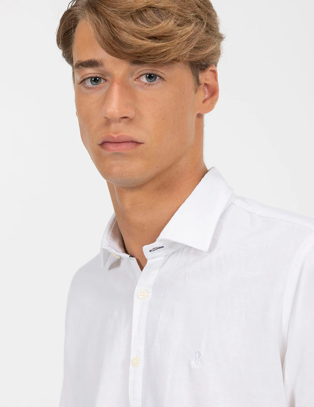 CAMISA POLERA LINO Y ALGODÓN BLANCO PURO - Image 5