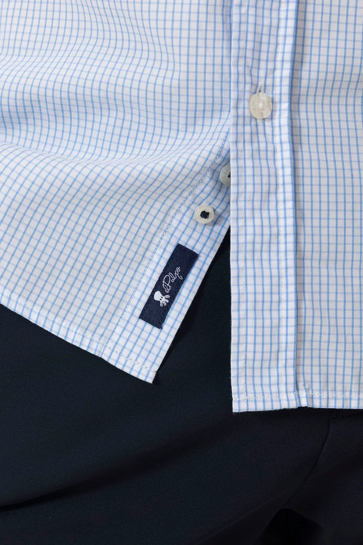 CAMISA POPELIN CUELLO ITALIANO VICHY AZUL - Image 5