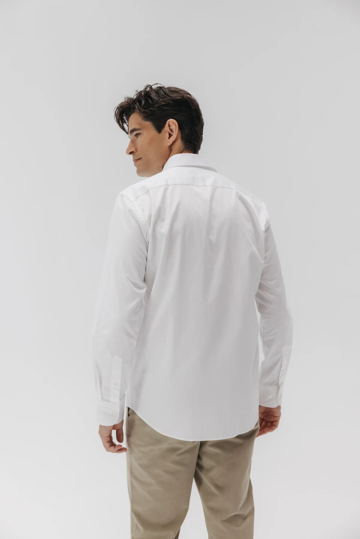 Camisa vestir popelín elástico blanco puro - Image 3