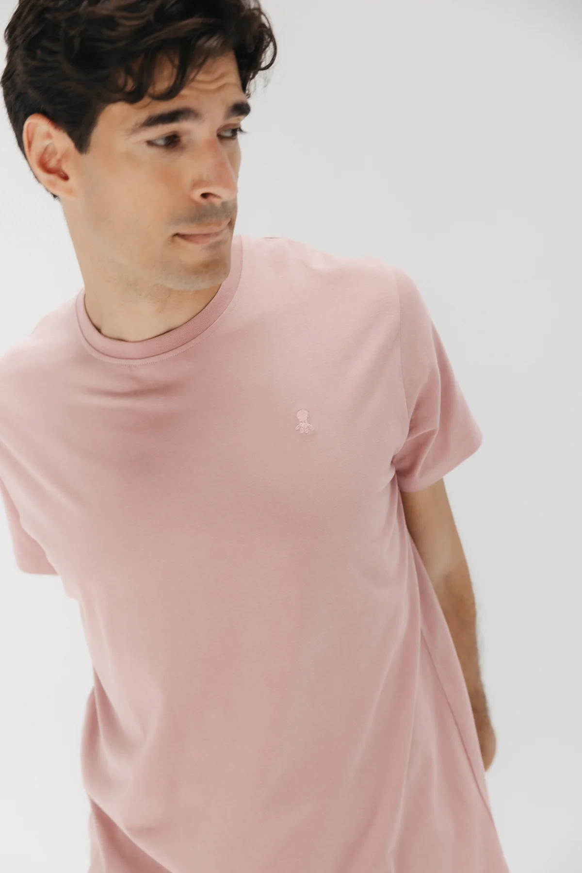 CAMISETA BÁSICA BORDADO ROSA PIEDRA - Image 3