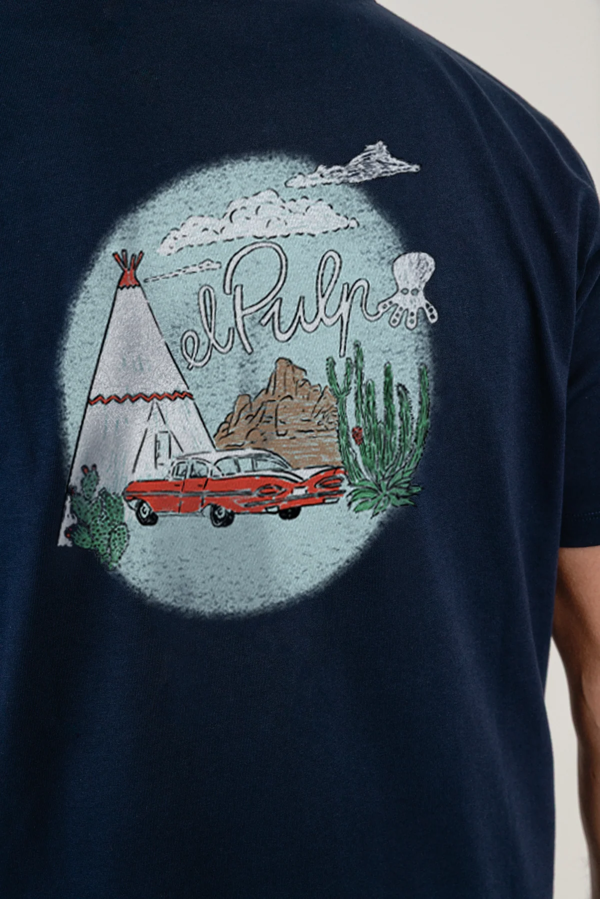 Camiseta estampado tipi desierto azul marino - Image 3