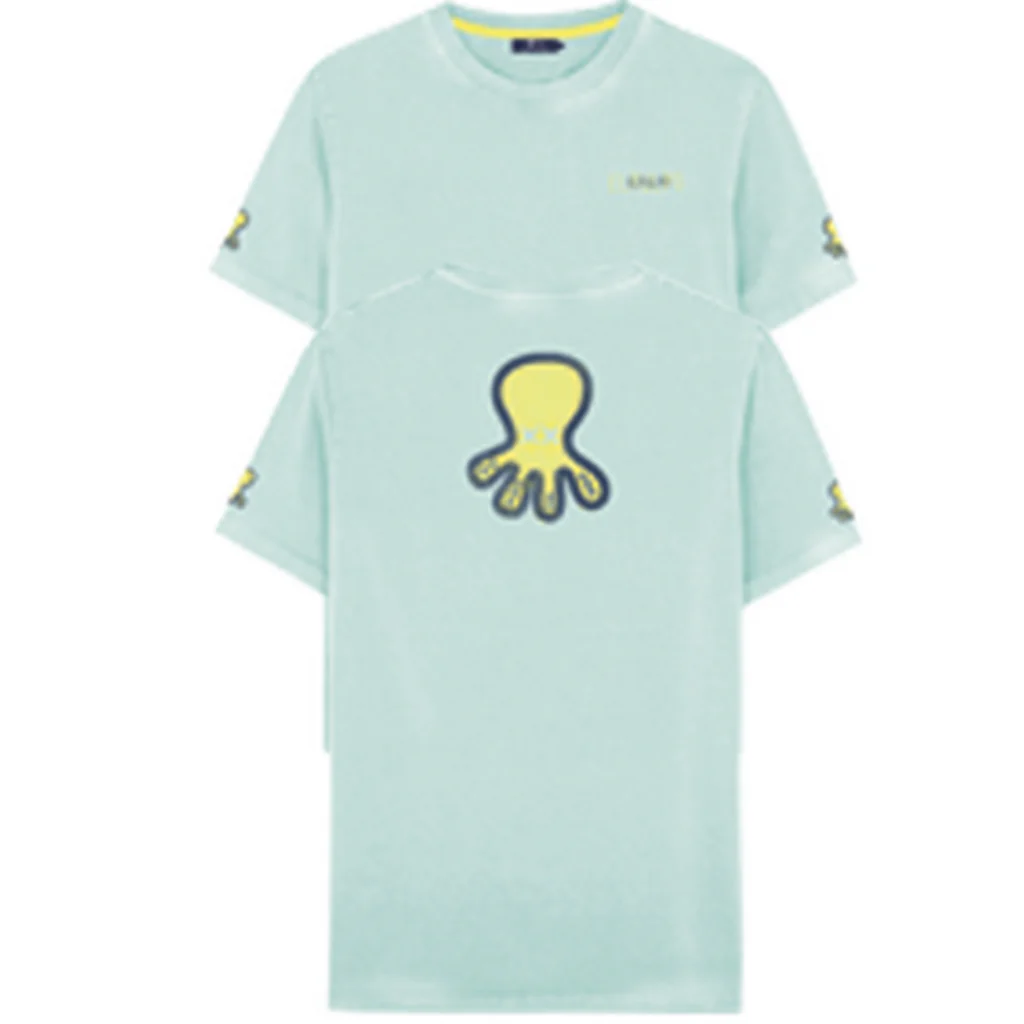 CAMISETA TRIPLE LOGO DIBUJADO AZUL TURQUESA - Image 9