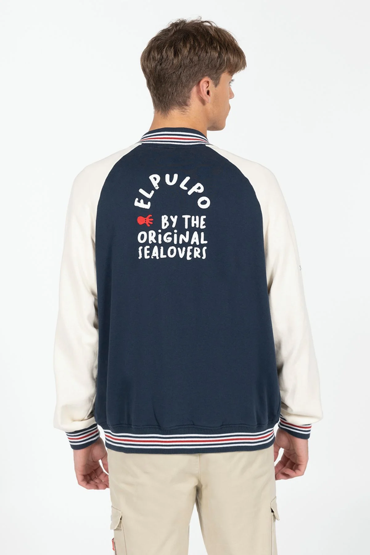 CHAQUETA BOMBER VARSITY ESTAMPADA AZUL MARINO - Image 3