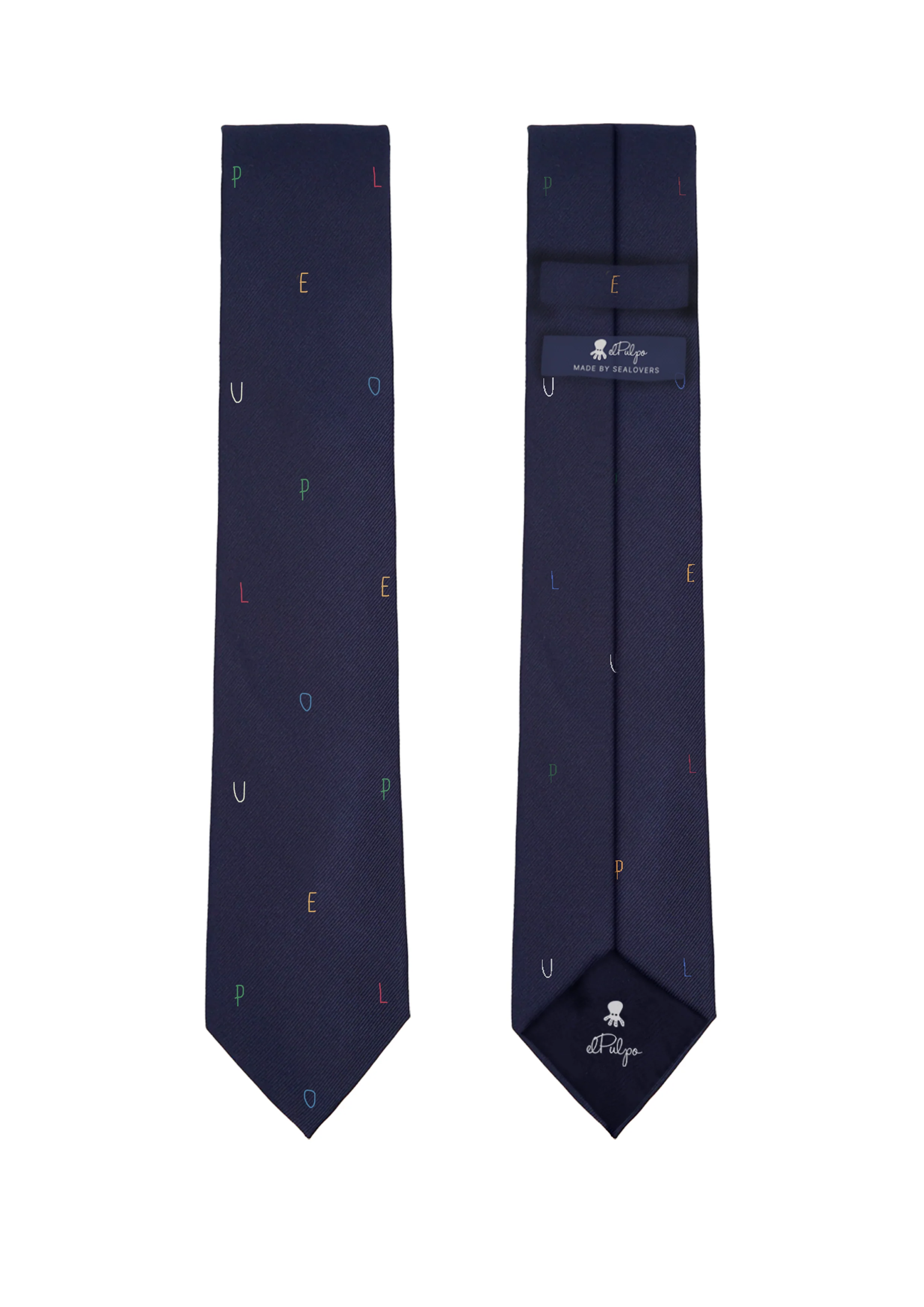 Corbata letras azul multicolor