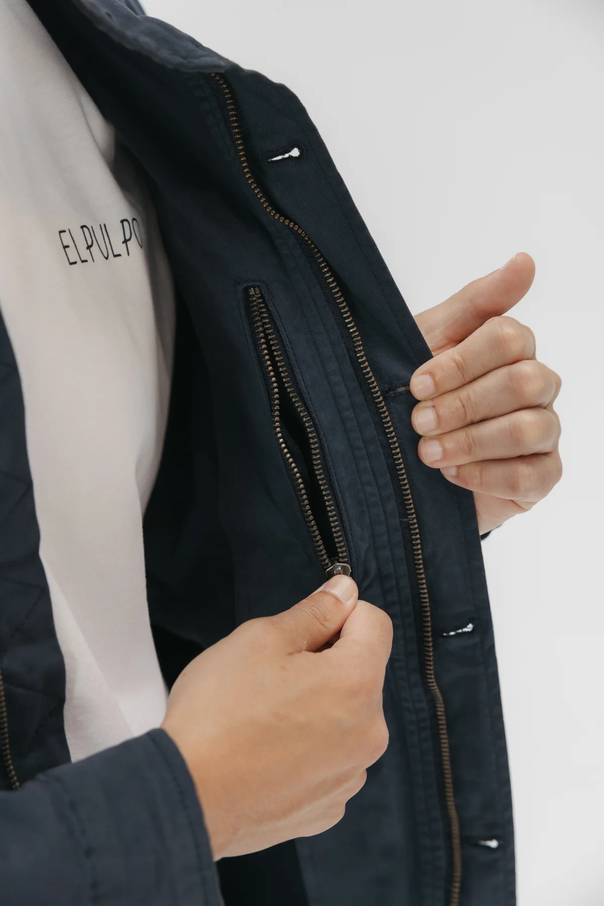 Field jacket garment dyed azul marino - Image 4