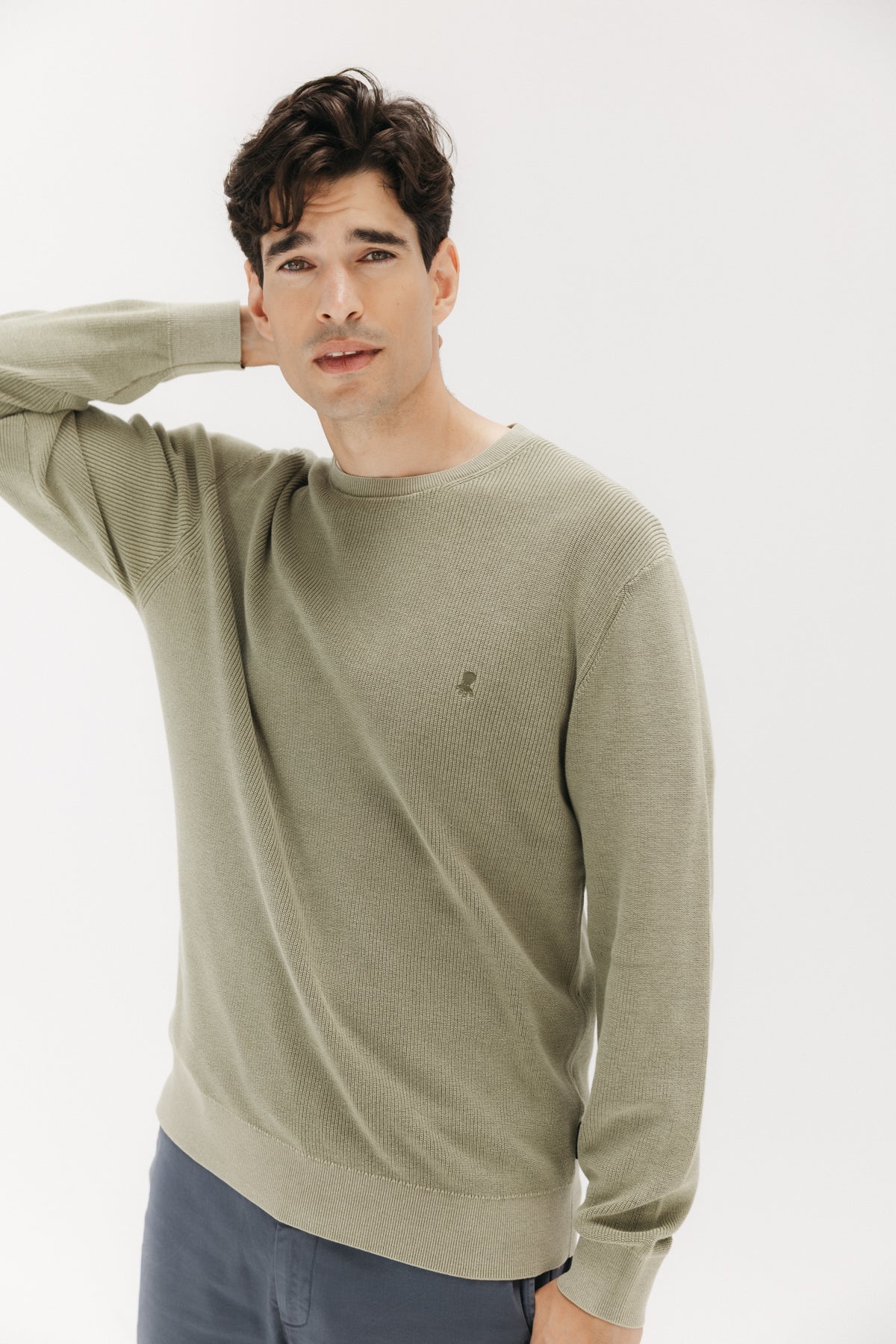 JERSEY LAVADO PUNTO PERLADO VERDE KHAKI - Image 3