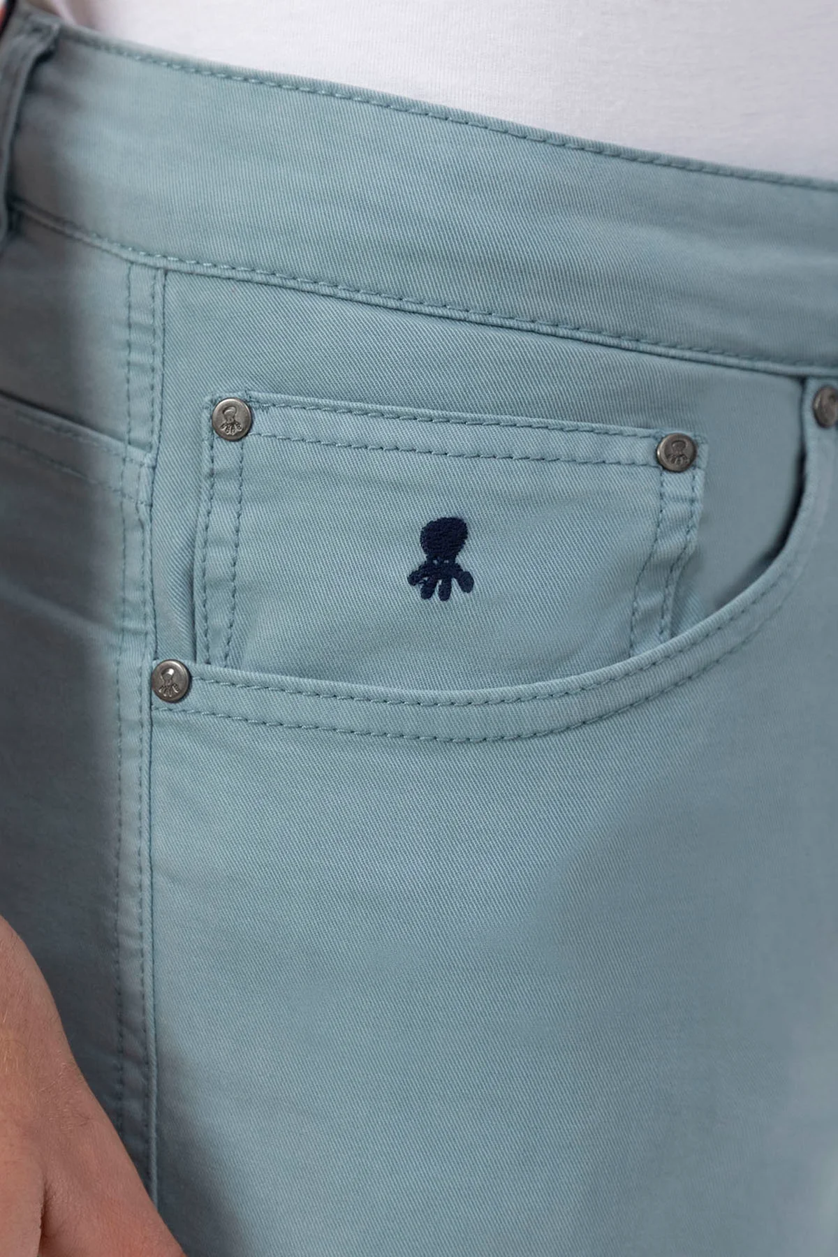 PANTALON 5 BOLSILLOS COLOR AZUL VERDOSO - Image 5