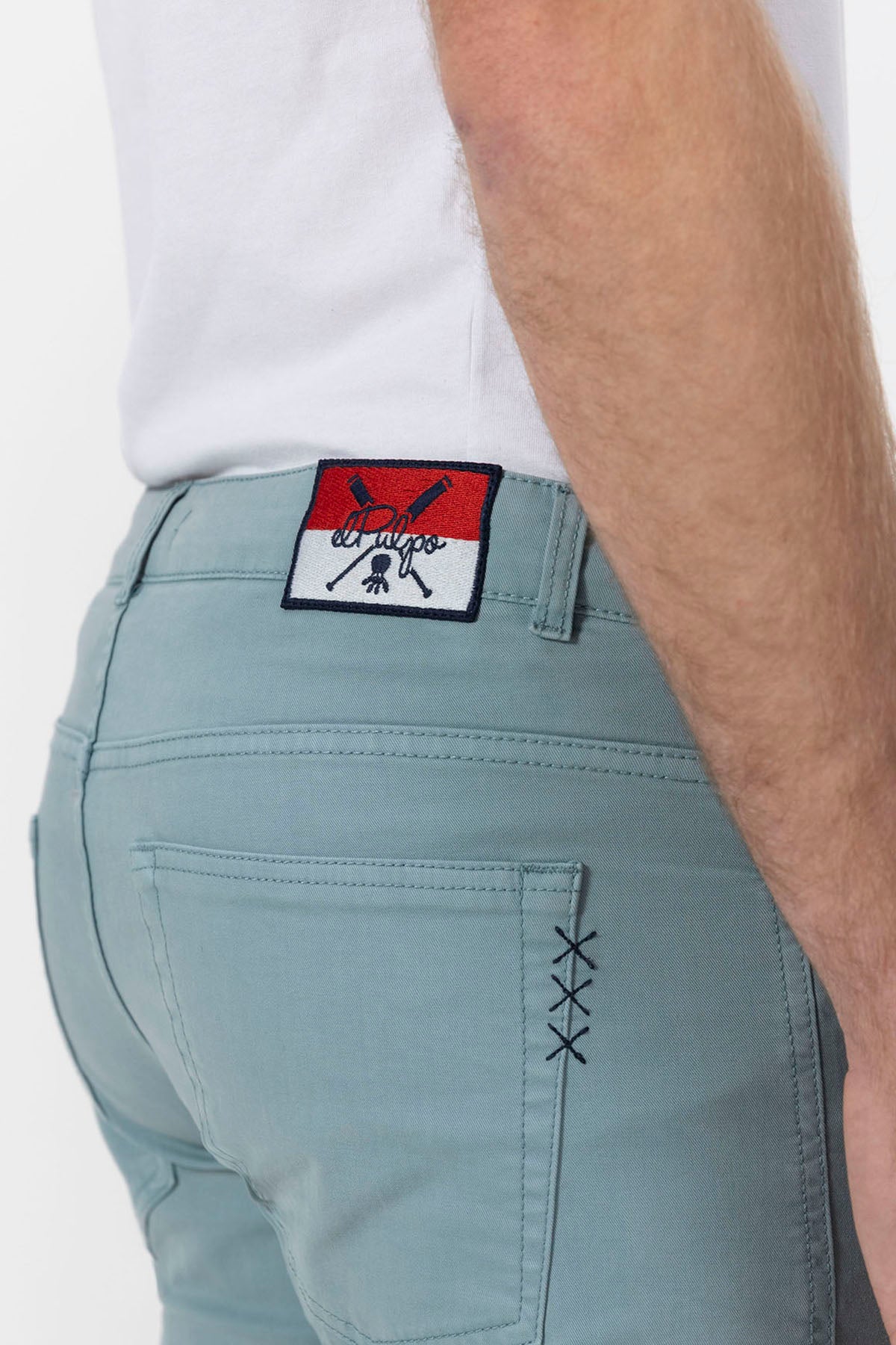 PANTALON 5 BOLSILLOS COLOR AZUL VERDOSO - Image 6