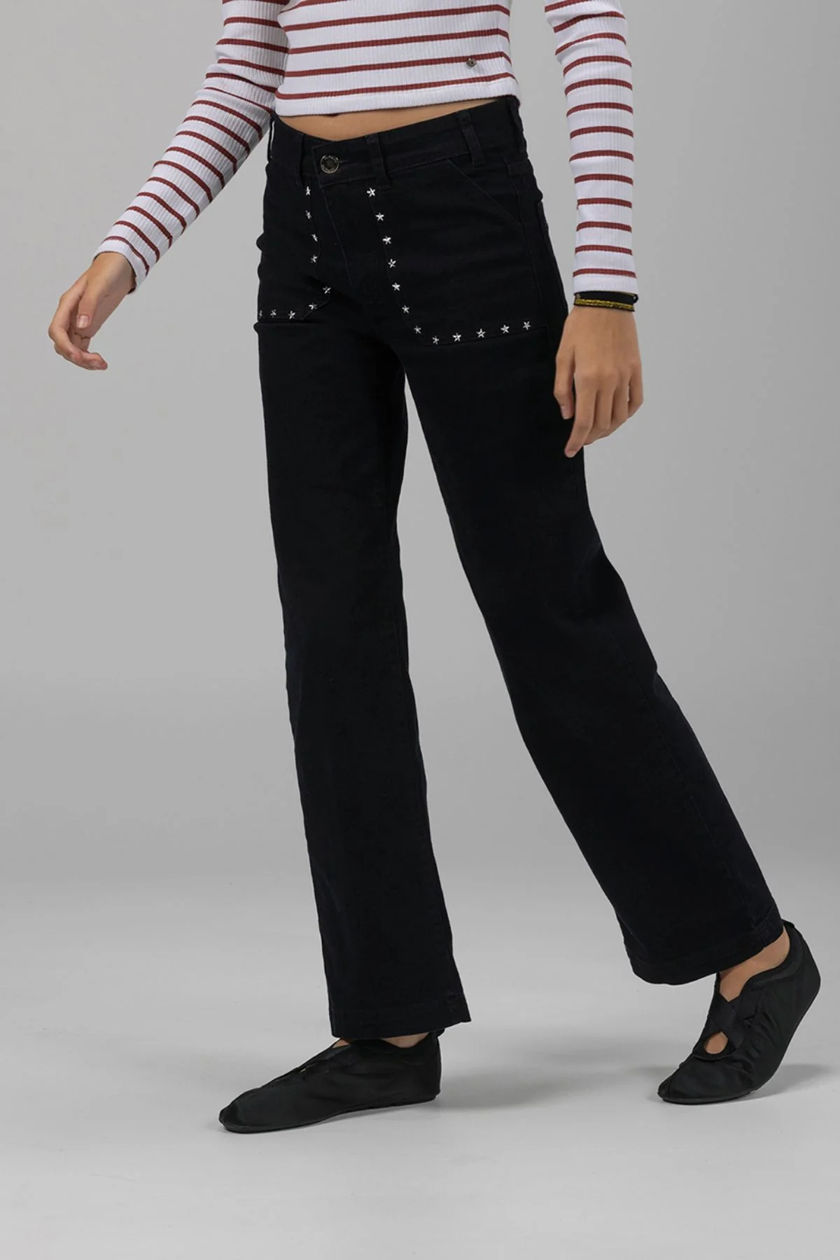 PANTALÓN TEEN DENIM CULOTTE NEGRO DELAVÉ - Image 4