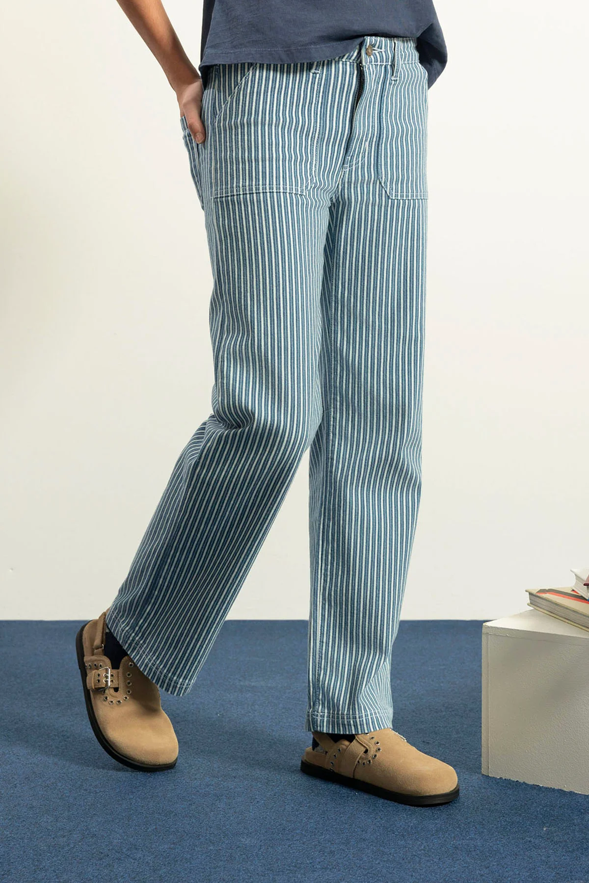 PANTALÓN TEEN DENIM CULOTTE RAYAS ÍNDIGO - Image 2