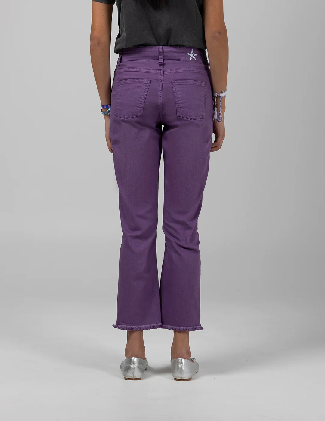 PANTALÓN TEEN DENIM FLARE DESHILACHADO MORADO - Image 7