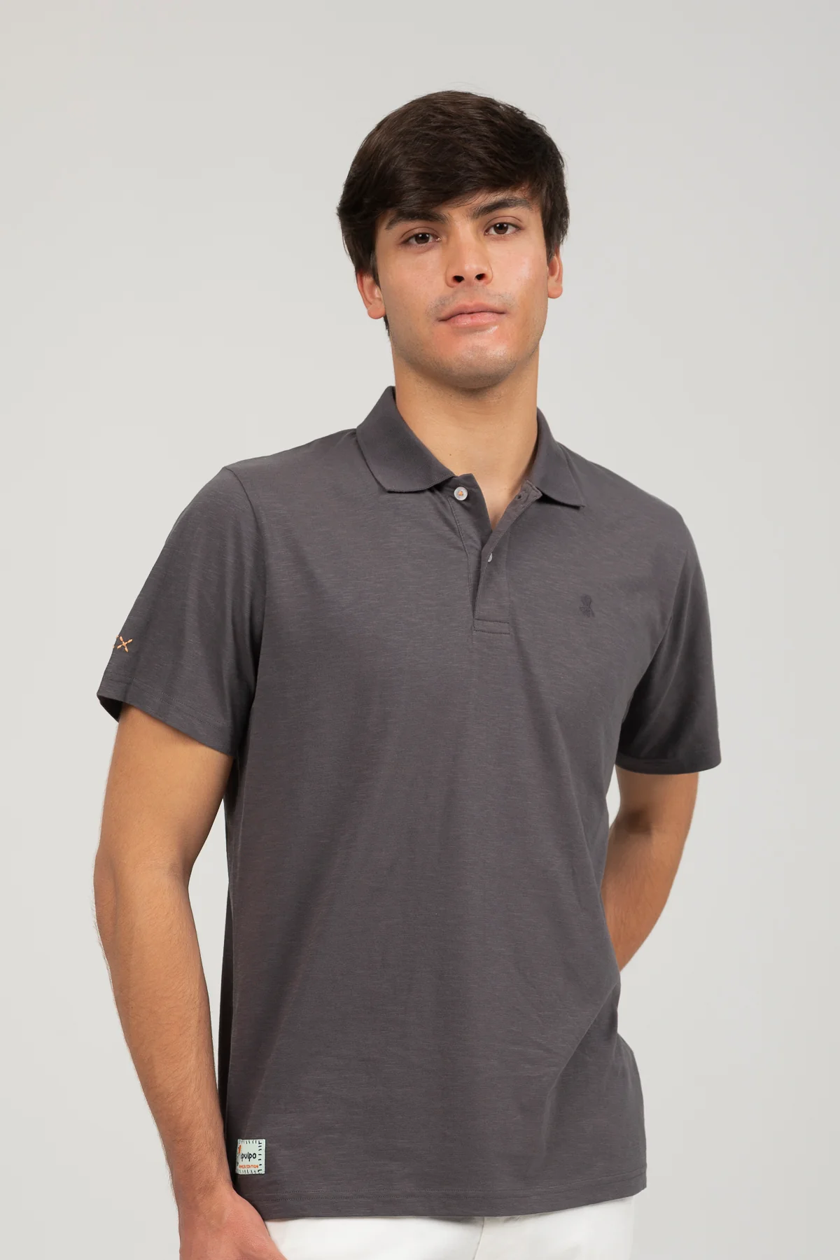 Polo cotton slub logo a tono antracita - Image 6