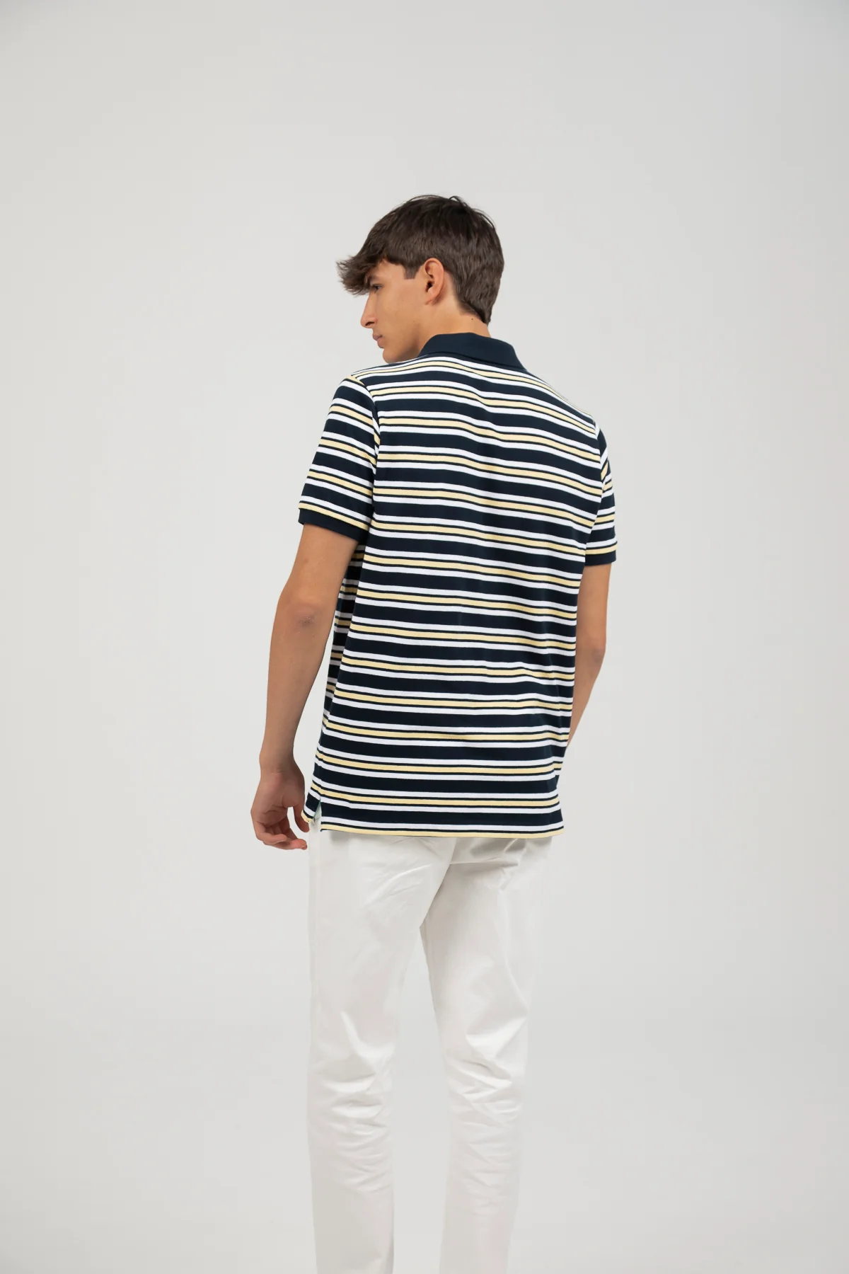 Polo micro rayas contraste azul marino - Image 3
