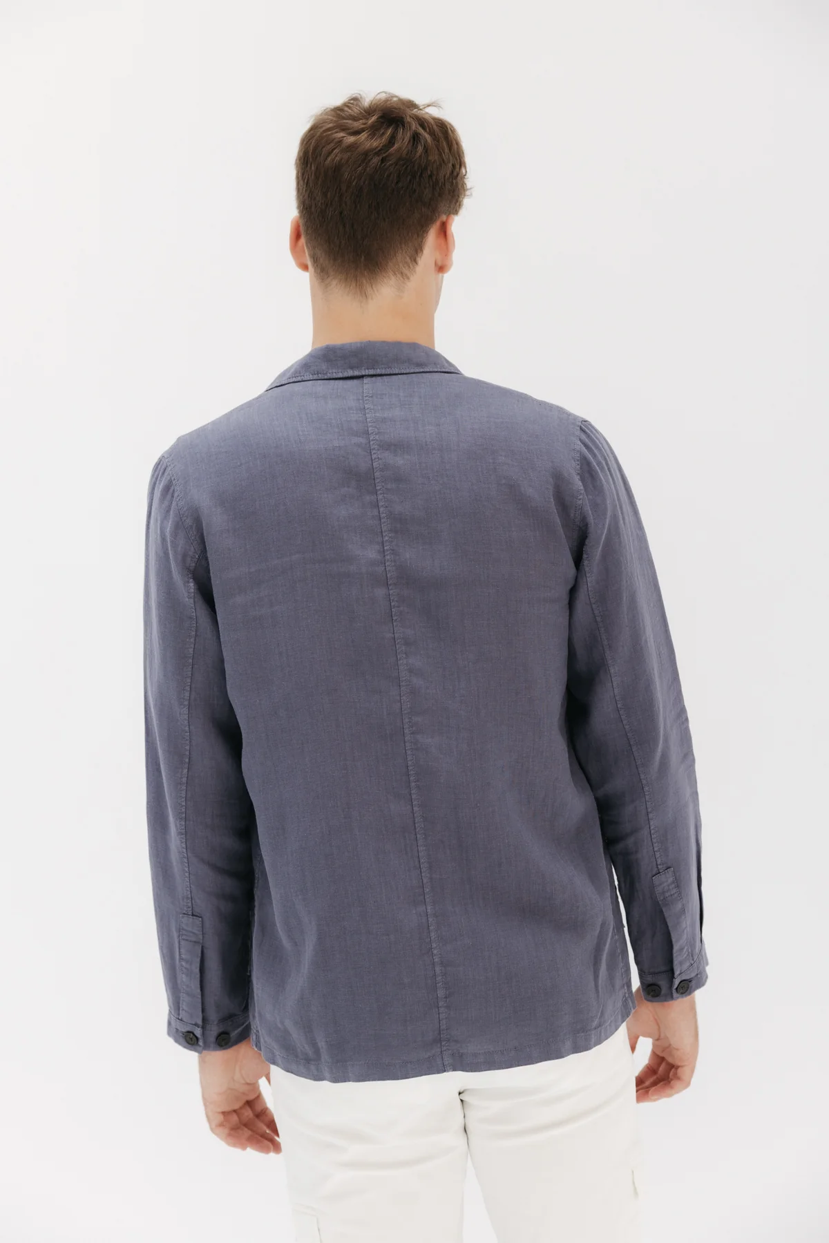 SOBRECAMISA CON LINO AZUL MEDIO - Image 4