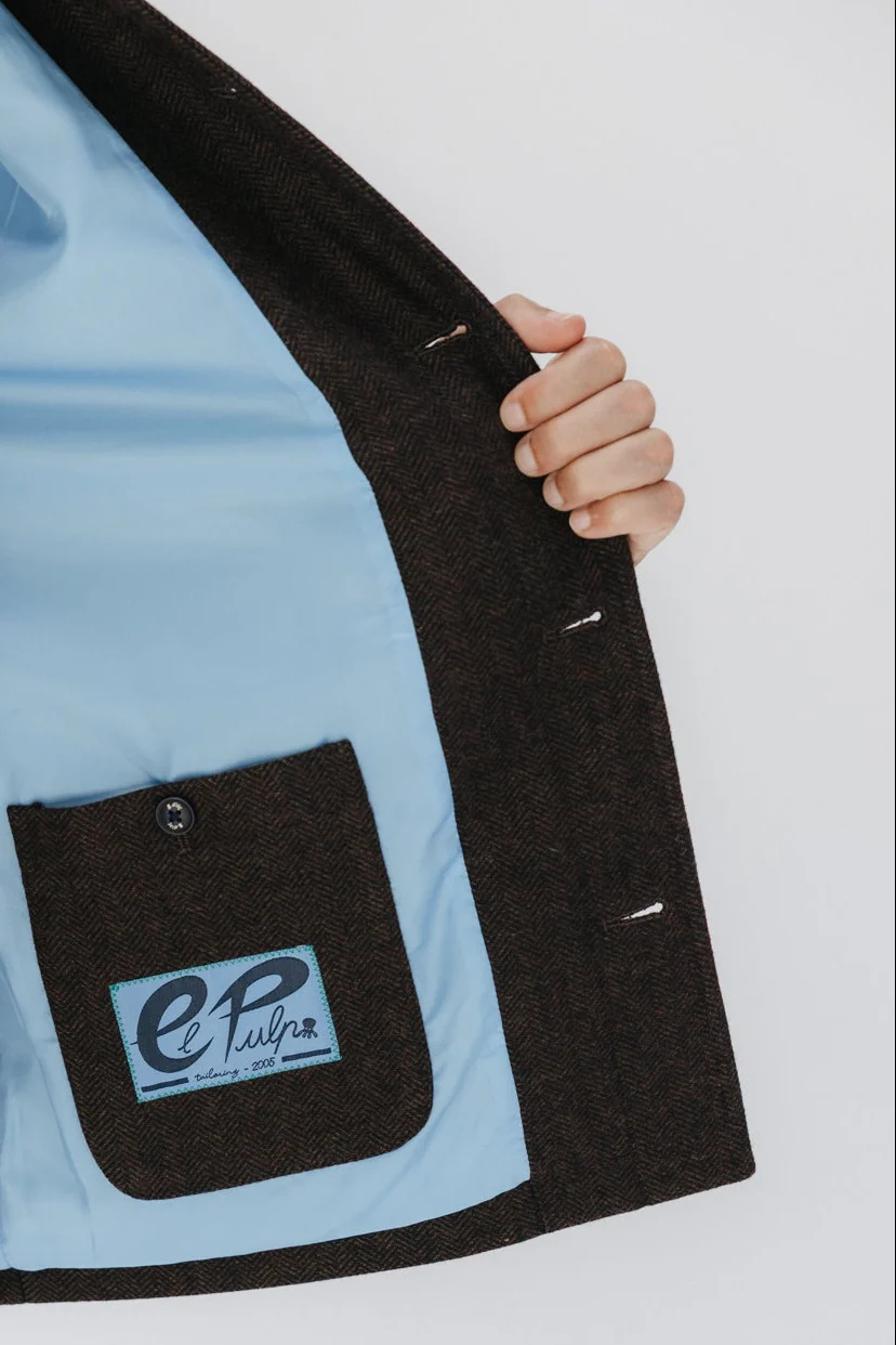 SOBRECAMISA ESPIGA CON LANA MARRÓN - Image 6