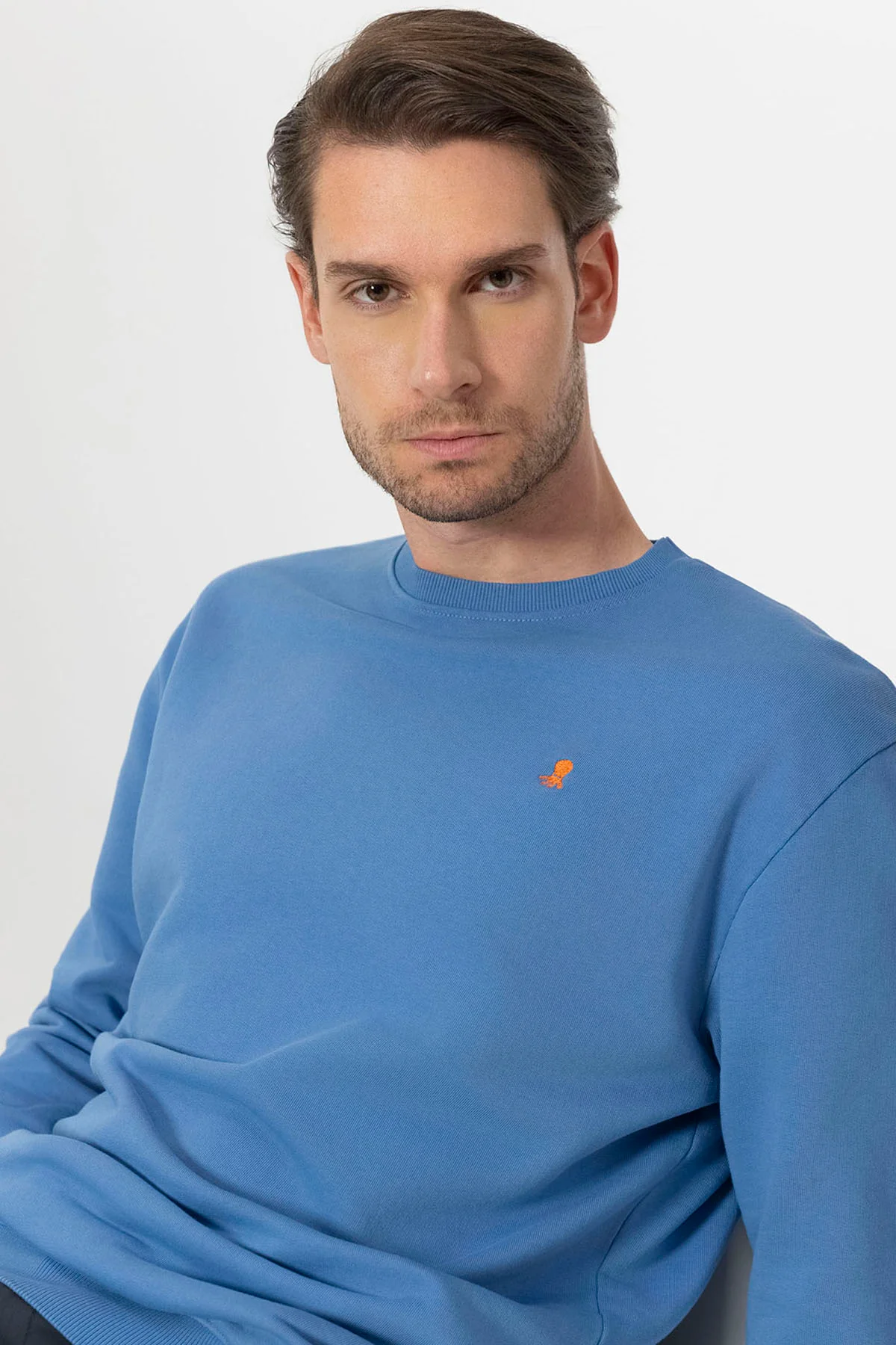 SUDADERA BÁSICA BORDADO A CONTRASTE ÍNDIGO - Image 4