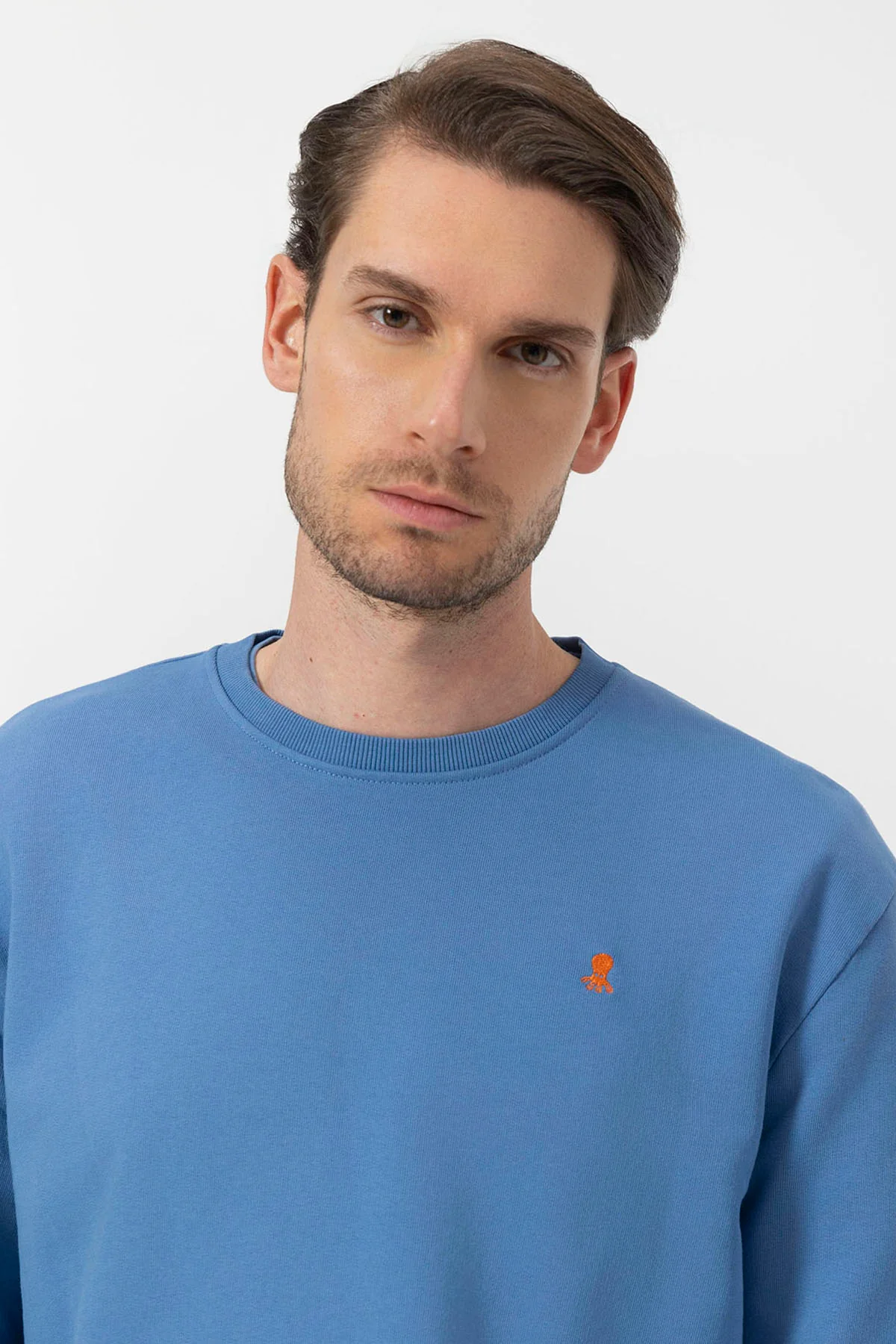 SUDADERA BÁSICA BORDADO A CONTRASTE ÍNDIGO - Image 5