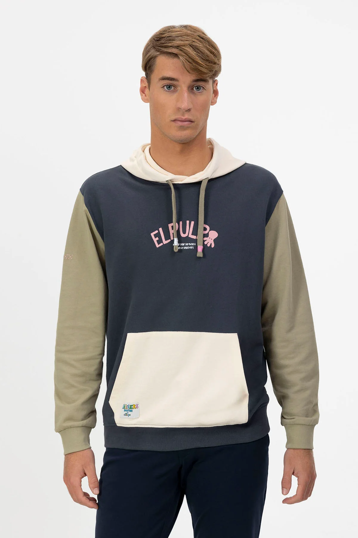 SUDADERA CAPUCHA COLOR BLOCK ESTAMPADO AZUL MARINO - Image 5