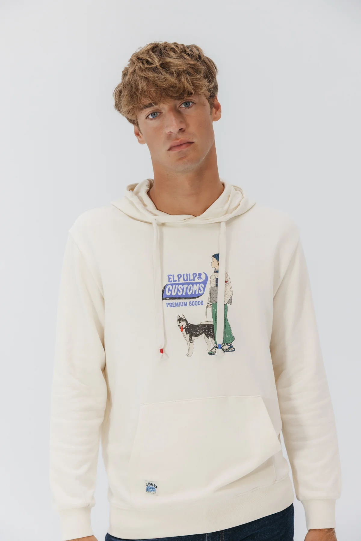 SUDADERA CAPUCHA CUSTOMS BY ELPULPO BLANCO ROTO