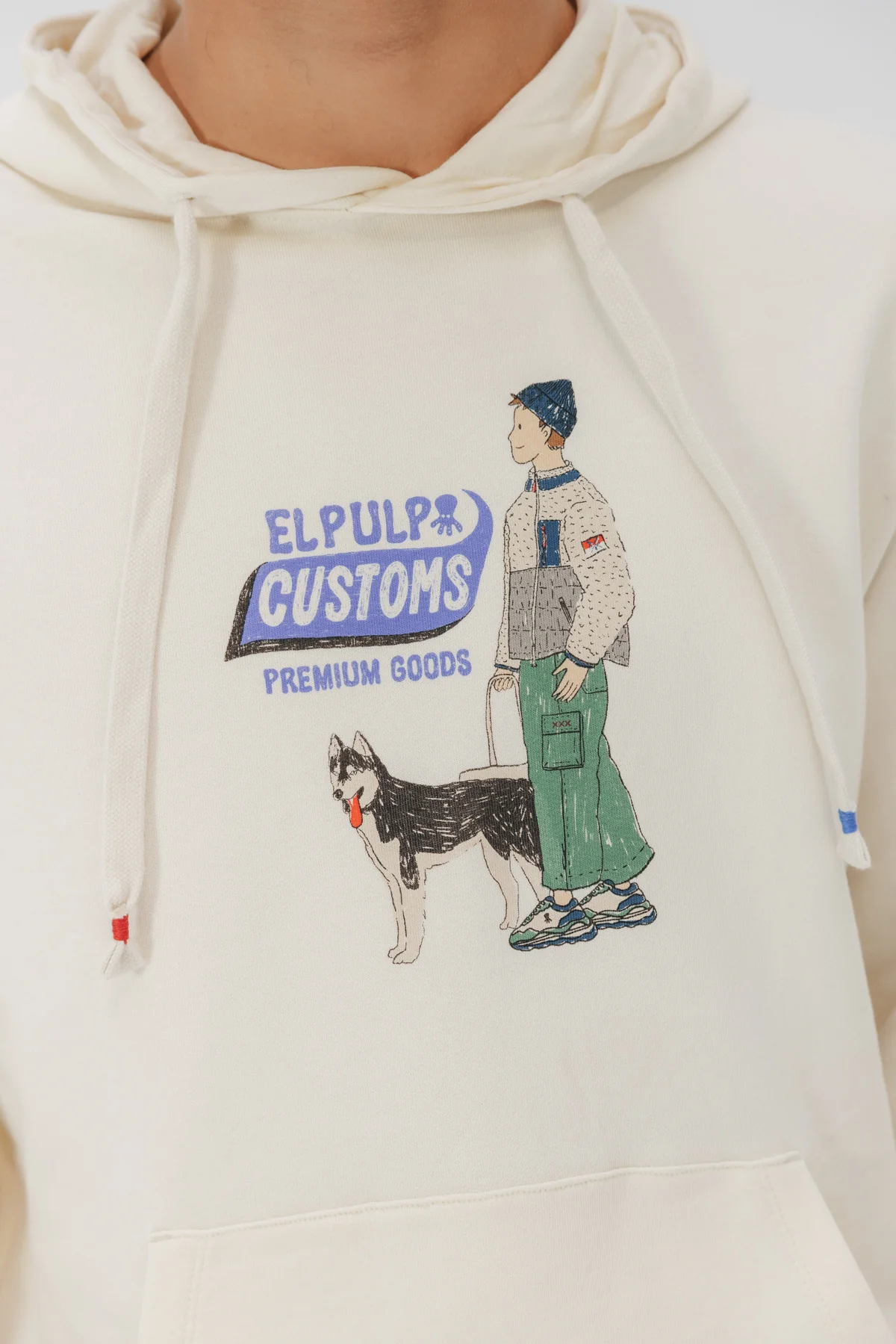 SUDADERA CAPUCHA CUSTOMS BY ELPULPO BLANCO ROTO - Image 2