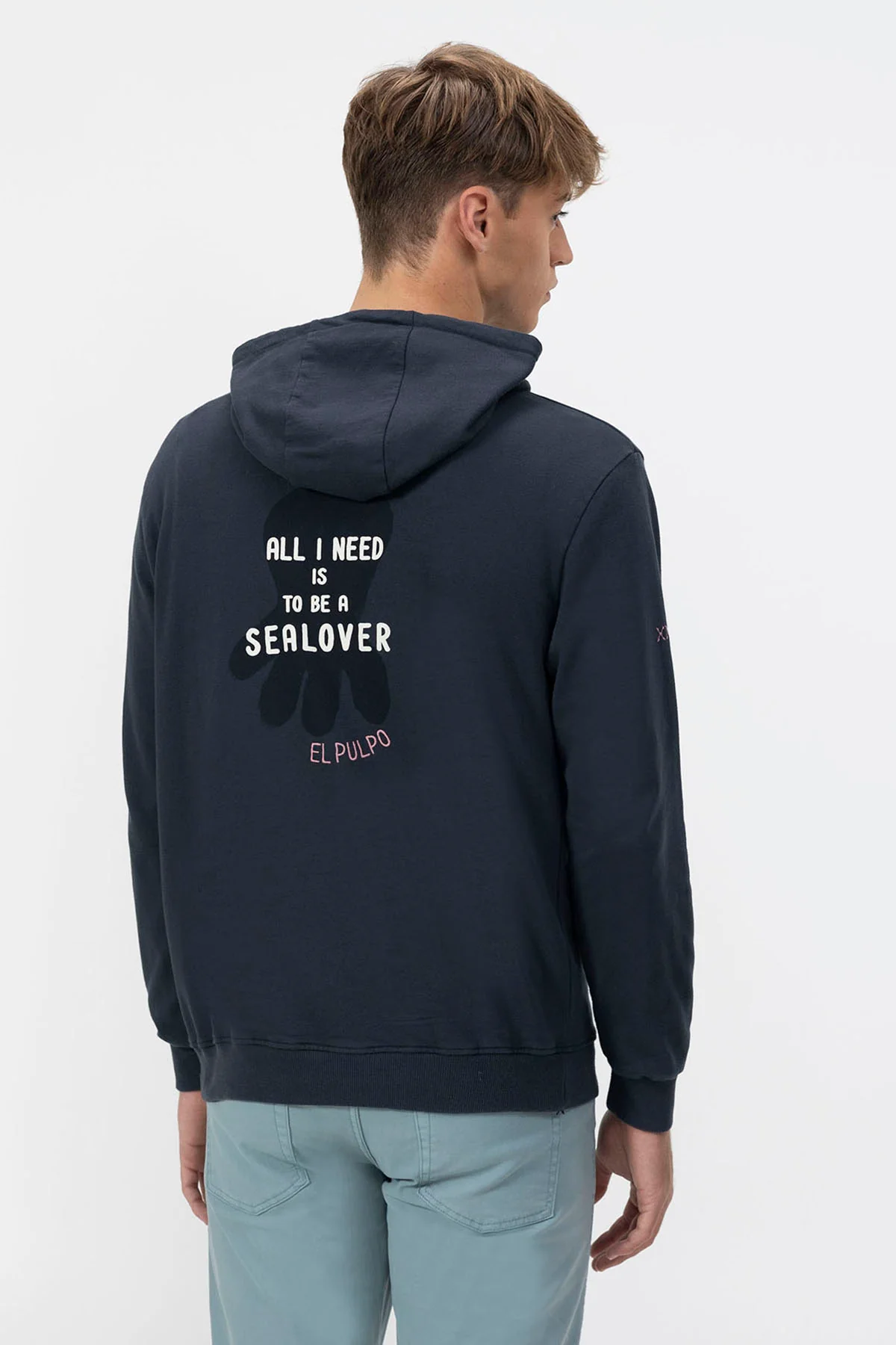 SUDADERA CAPUCHA ESTAMPADO ALL I NEED AZUL MARINO DELAVÉ - Image 4