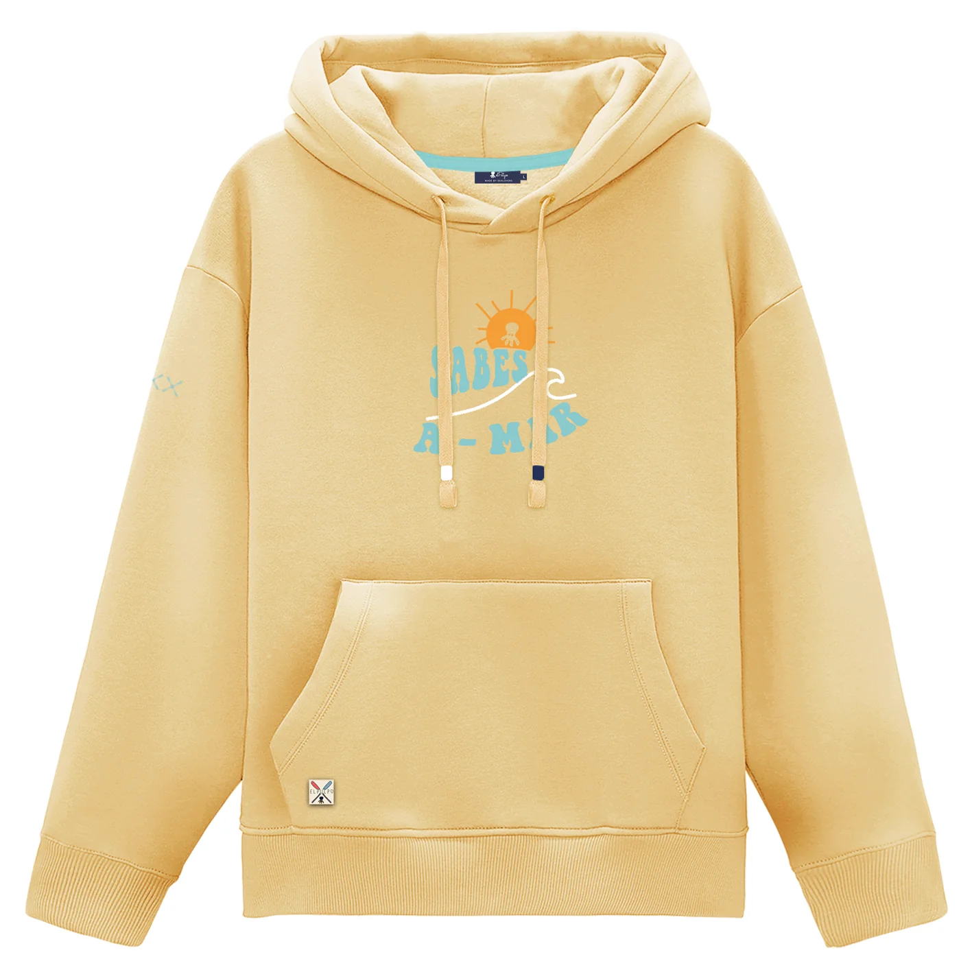 SUDADERA CAPUCHA ESTAMPADO SABES A-MAR MOSTAZA DELAVÉ - Image 5