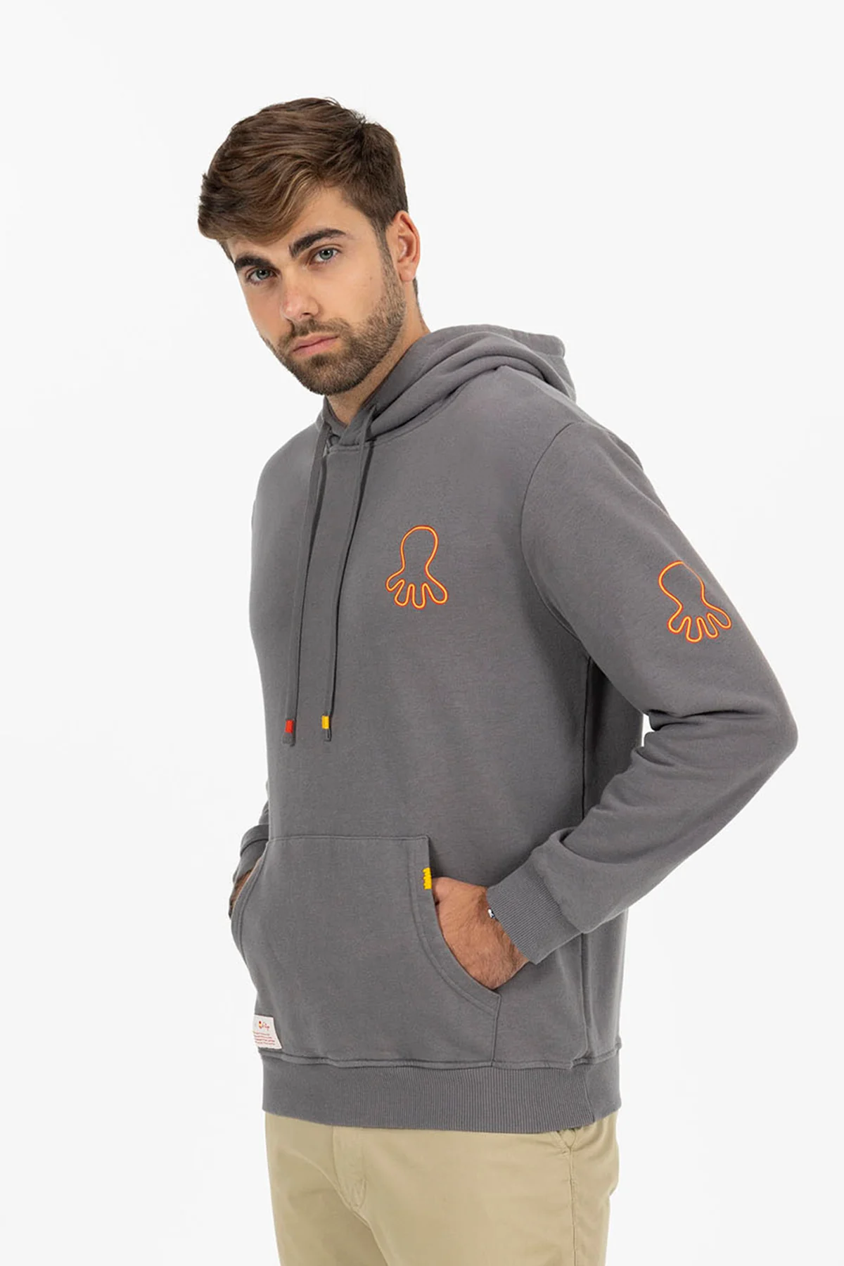 SUDADERA CAPUCHA ESTAMPADO TRIPLE LOGO NARANJITO CARBÓN - Image 5