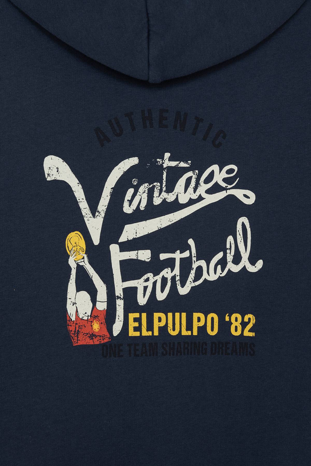 SUDADERA CAPUCHA ESTAMPADO VINTAGE FOOTBALL AZUL MARINO DELAVÉ - Image 13