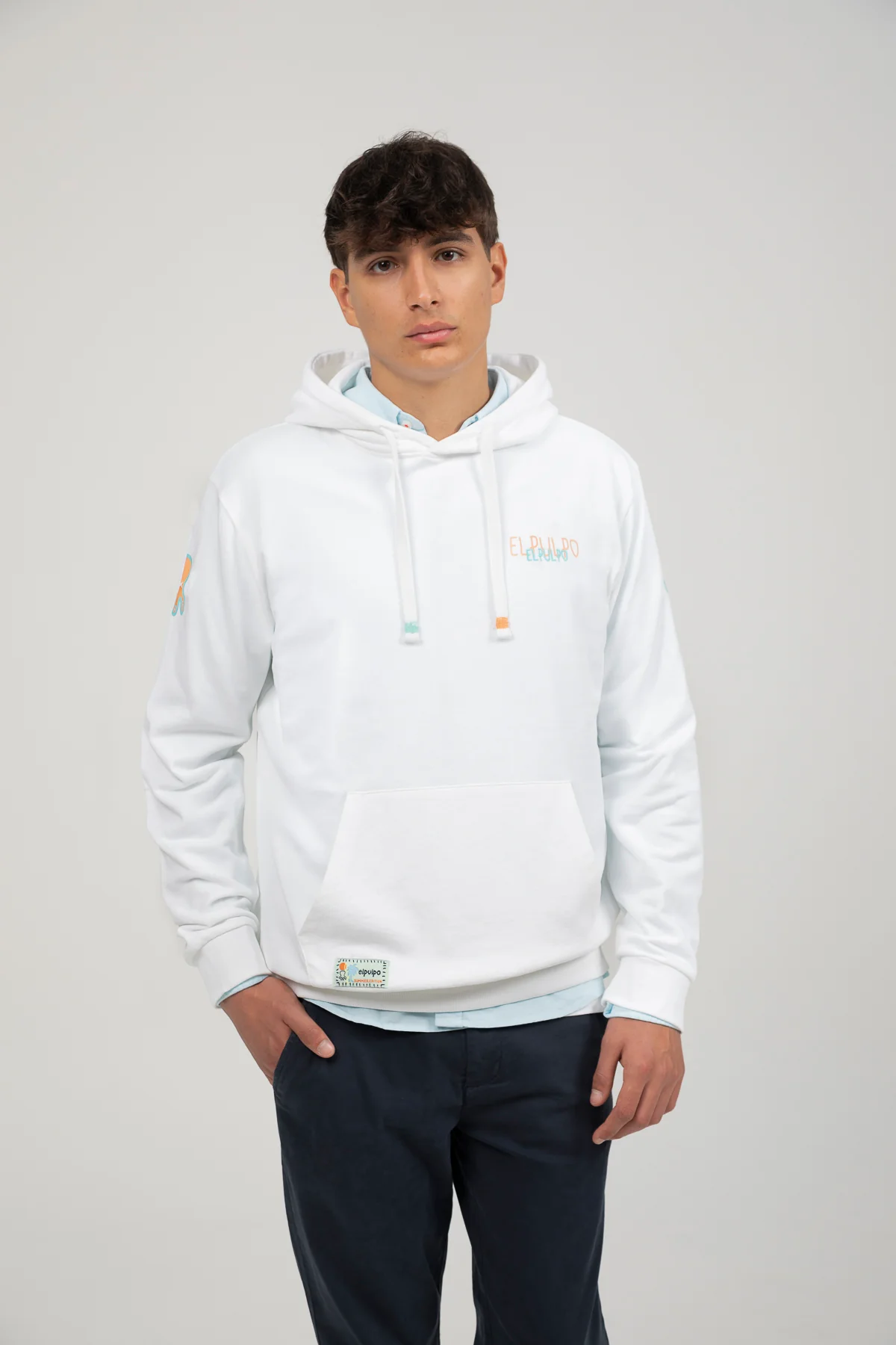 Sudadera capucha logo multiposición blanco puro - Image 4