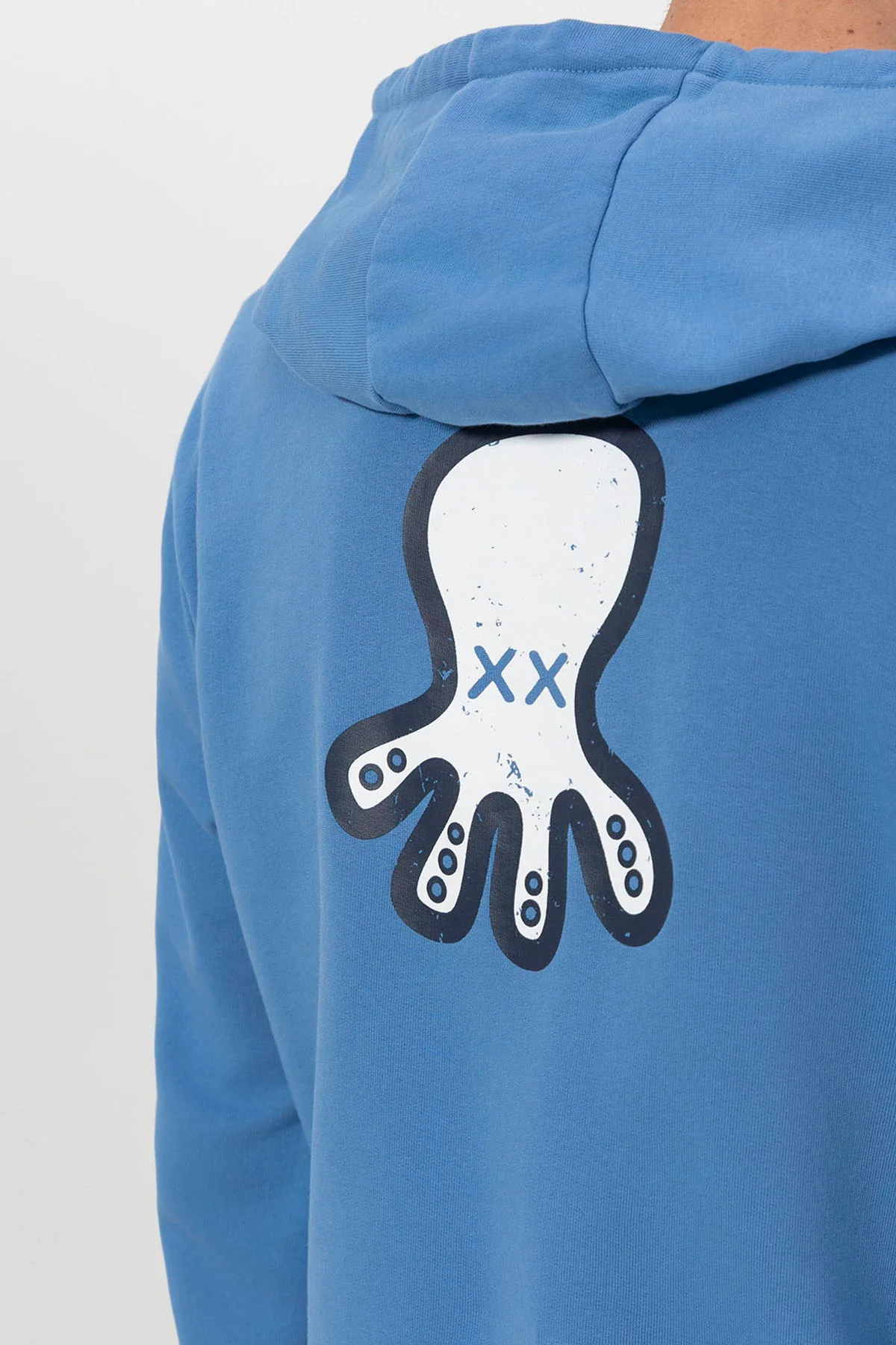 SUDADERA CAPUCHA LOGO TRIPLE DIBUJADO ÍNDIGO - Image 3