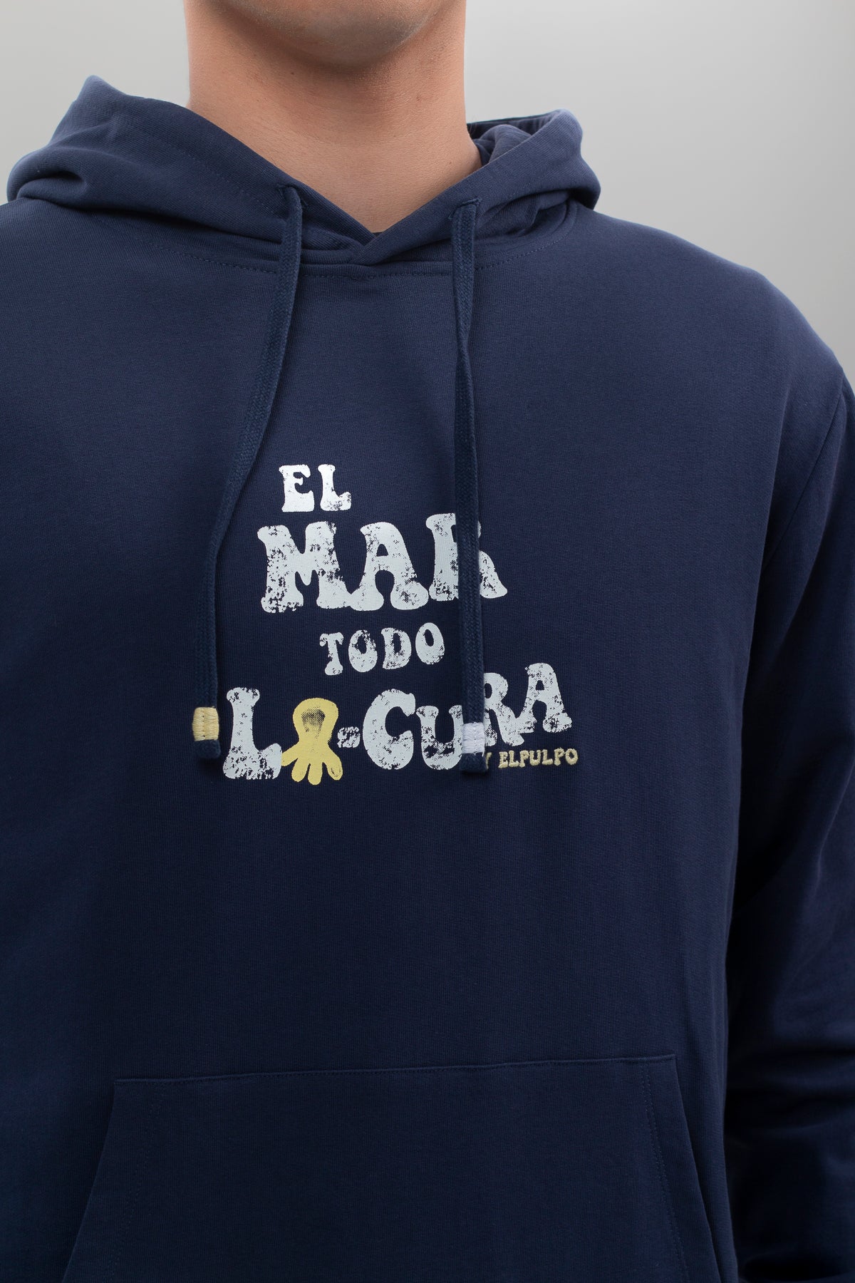 Sudadera capucha mensaje el mar todo locura azul marino delavé - Image 4