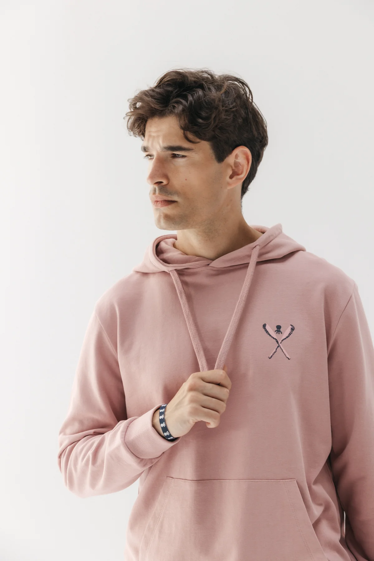 SUDADERA CAPUCHA PALAS DIBUJADAS ROSA PIEDRA - Image 3