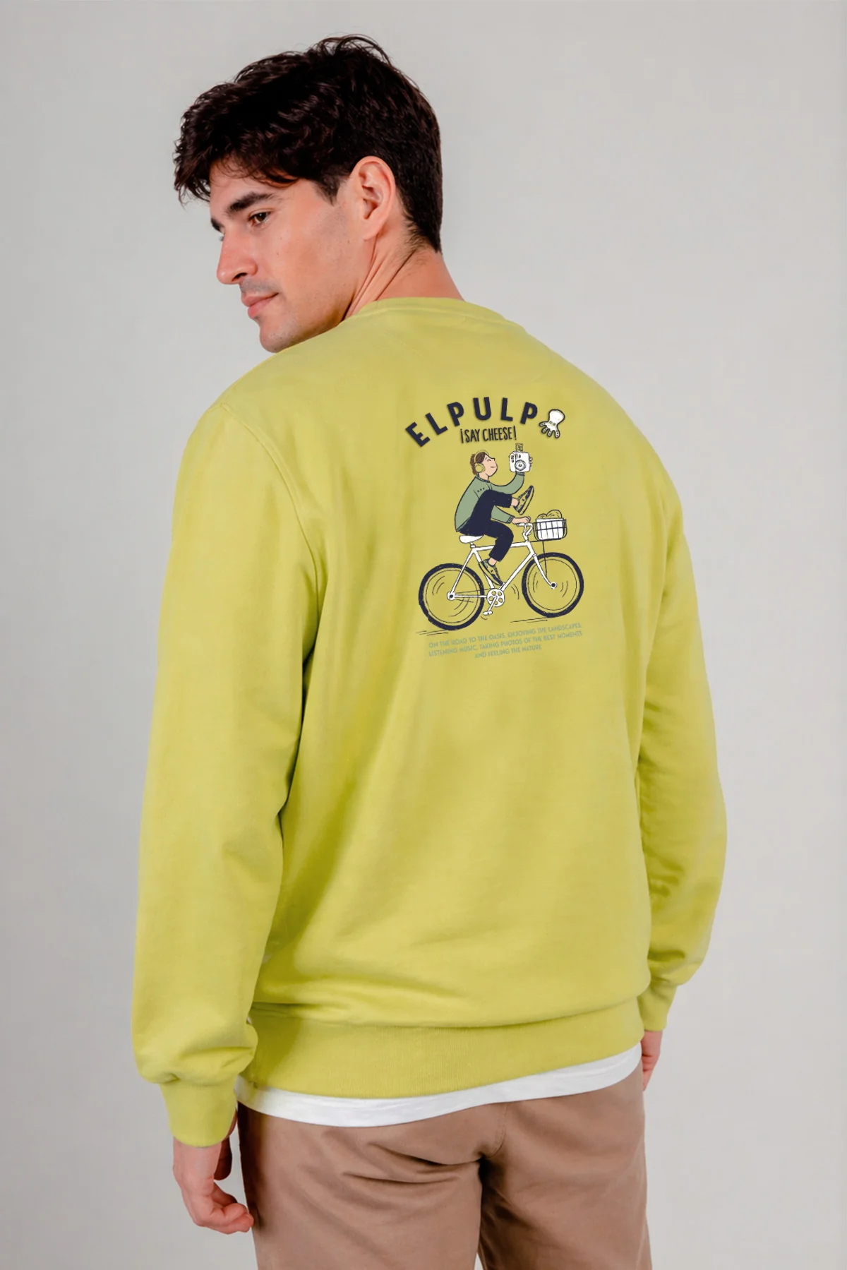Sudadera estampado say cheese verde lima