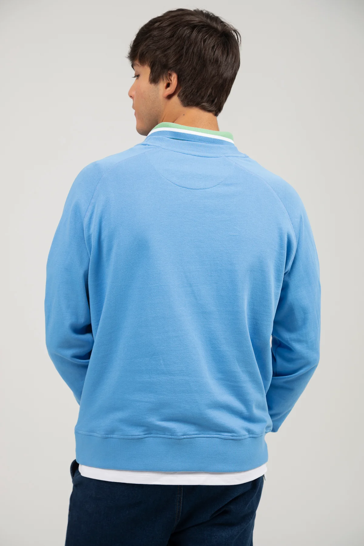 Sudadera manga ranglan bordado contraste azul lavanda - Image 5